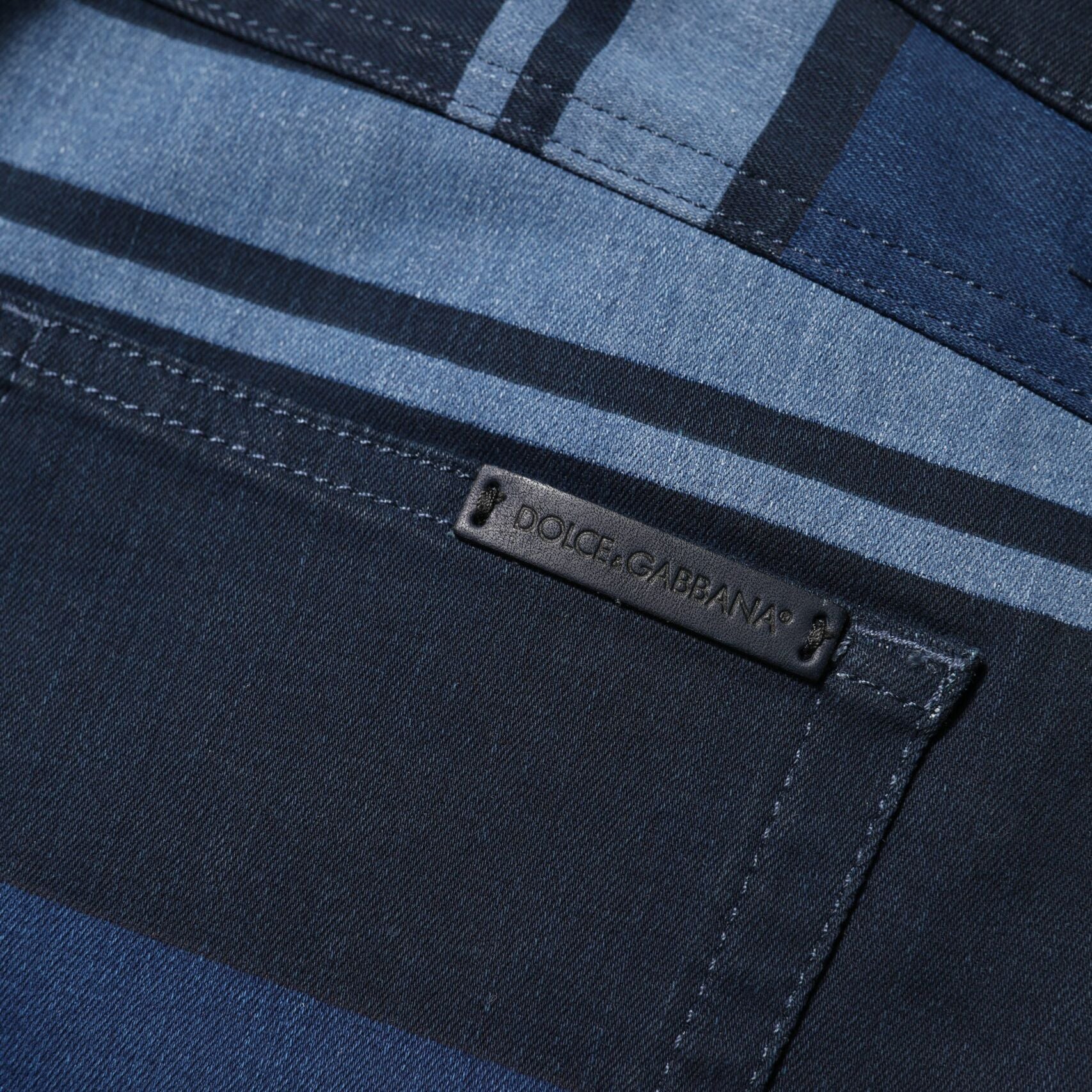 Dolce & Gabbana Blue Striped Cotton Stretch Denim Jeans