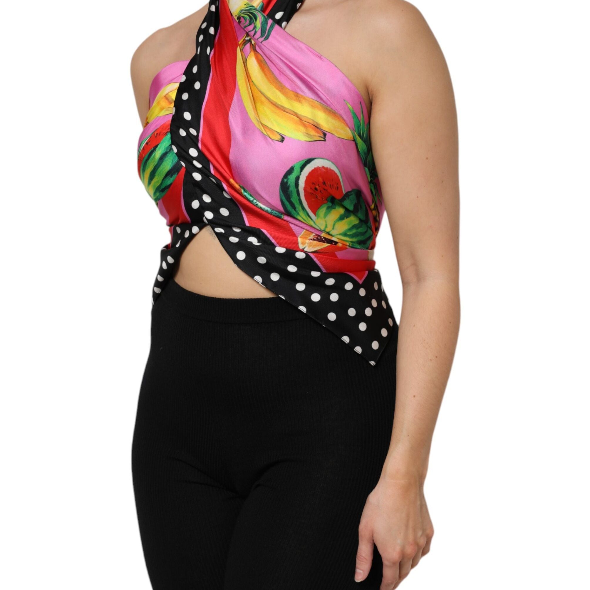 Dolce & Gabbana Multicolor Halter Party Evening Cropped Top