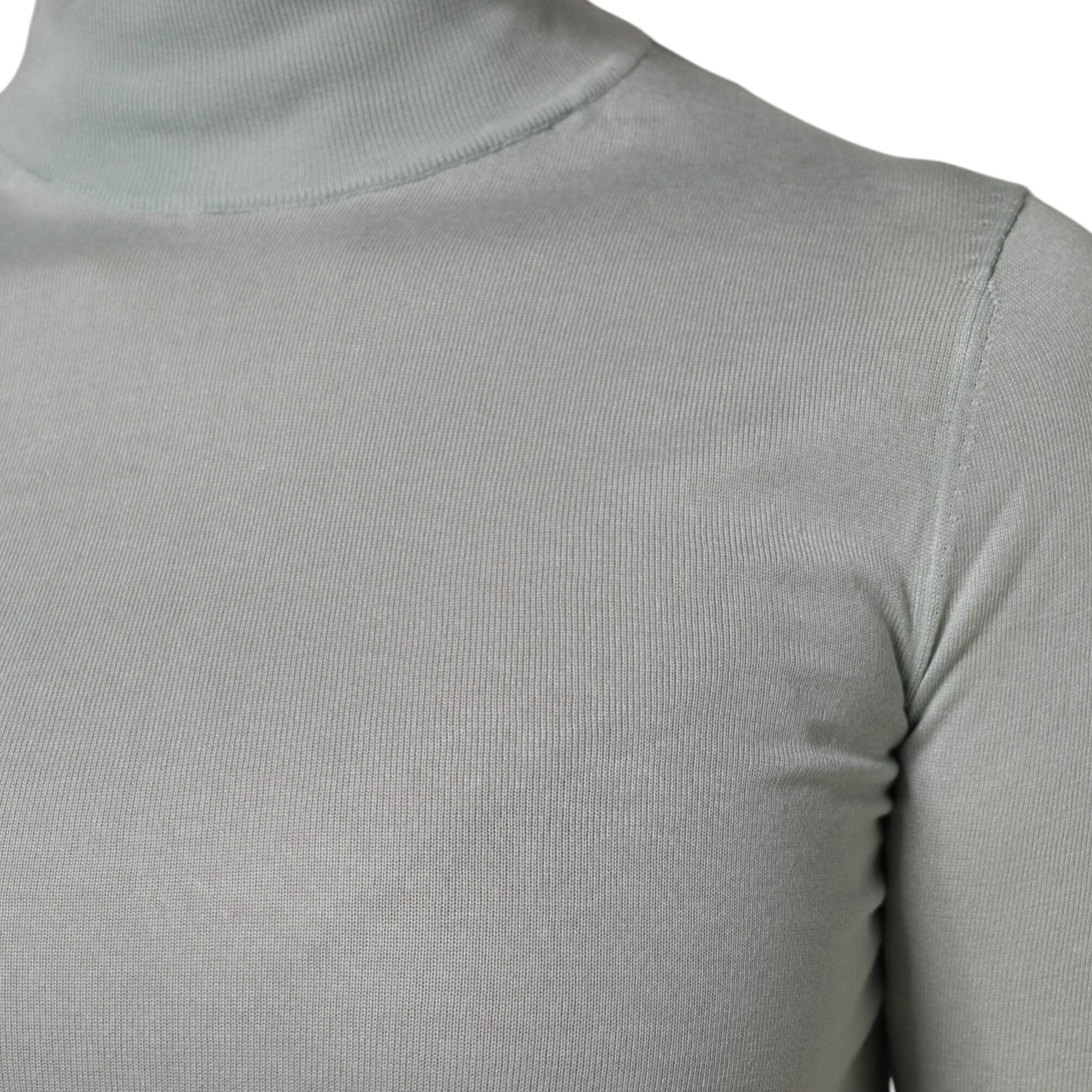 Dolce & Gabbana Light Green Silk Turtleneck 3/4 Sleeves Top