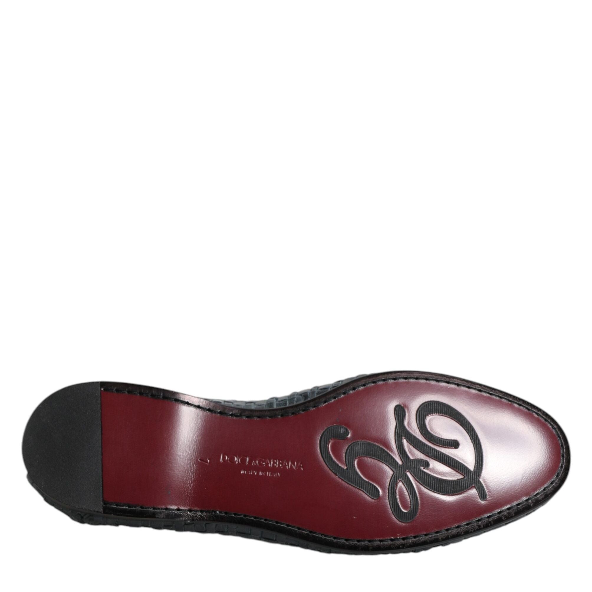 Dolce & Gabbana Blue Woven Leather Slip On Loafers Shoes