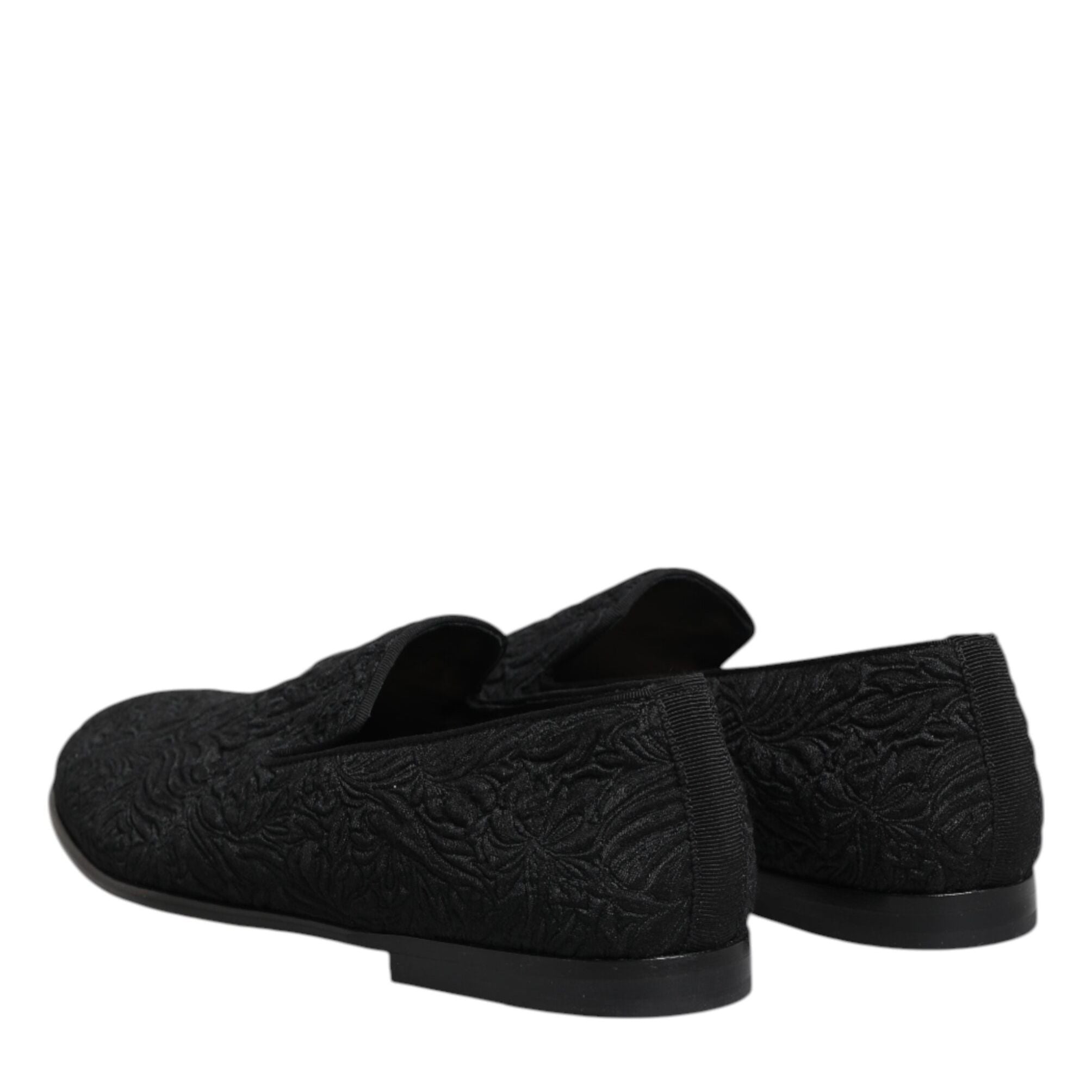 Dolce & Gabbana Black Jacquard Slip On Loafers Formal Shoes