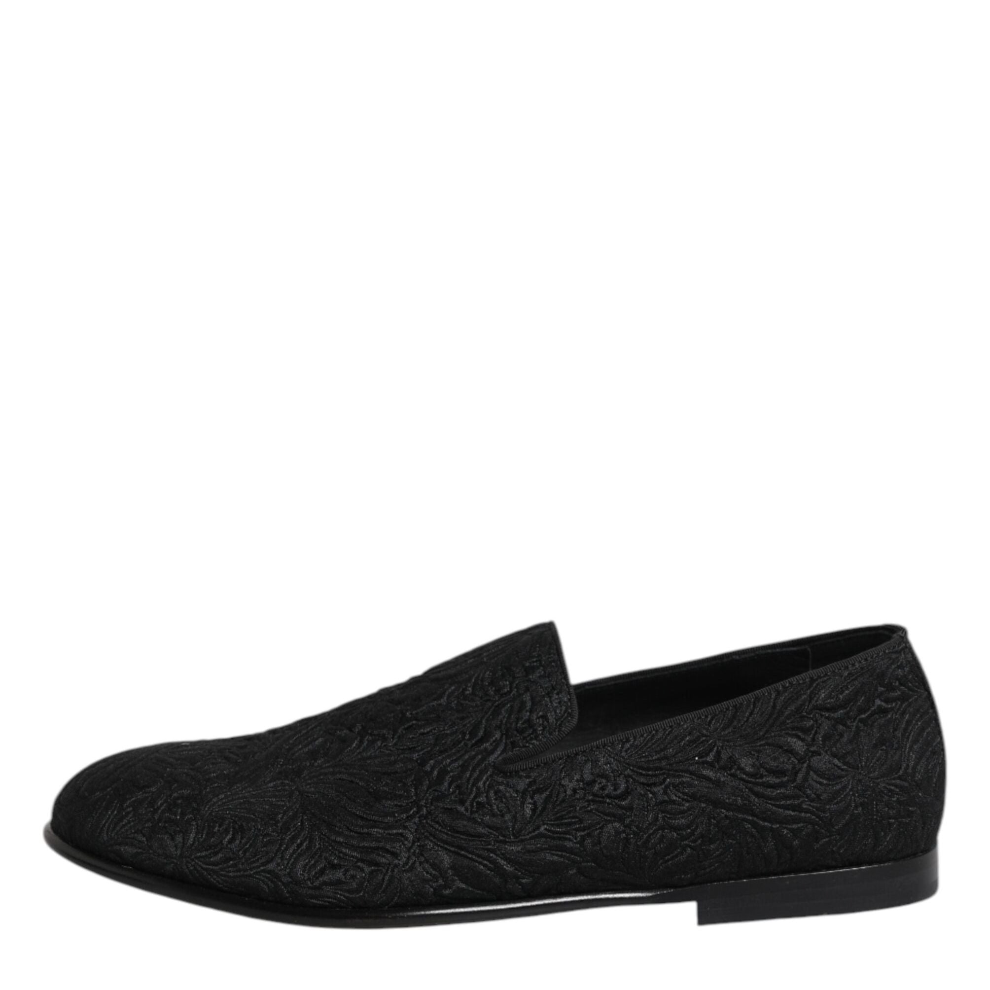 Dolce & Gabbana Black Jacquard Slip On Loafers Formal Shoes