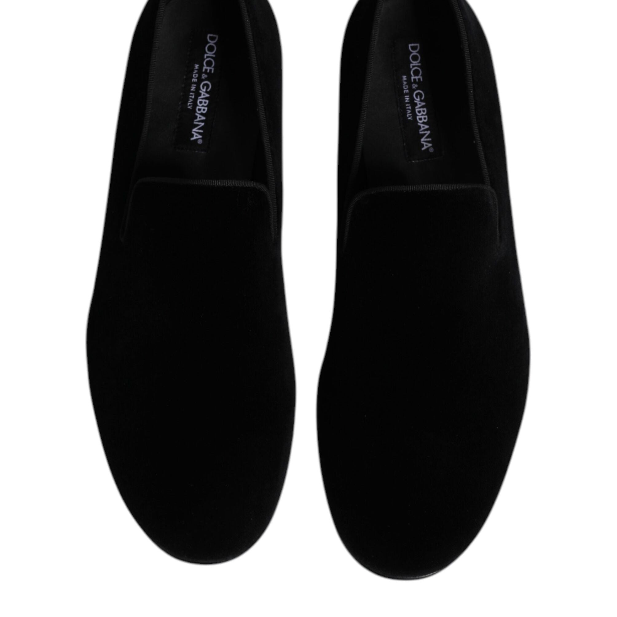 Dolce & Gabbana Black Velvet Slip On Loafers Formal Shoes