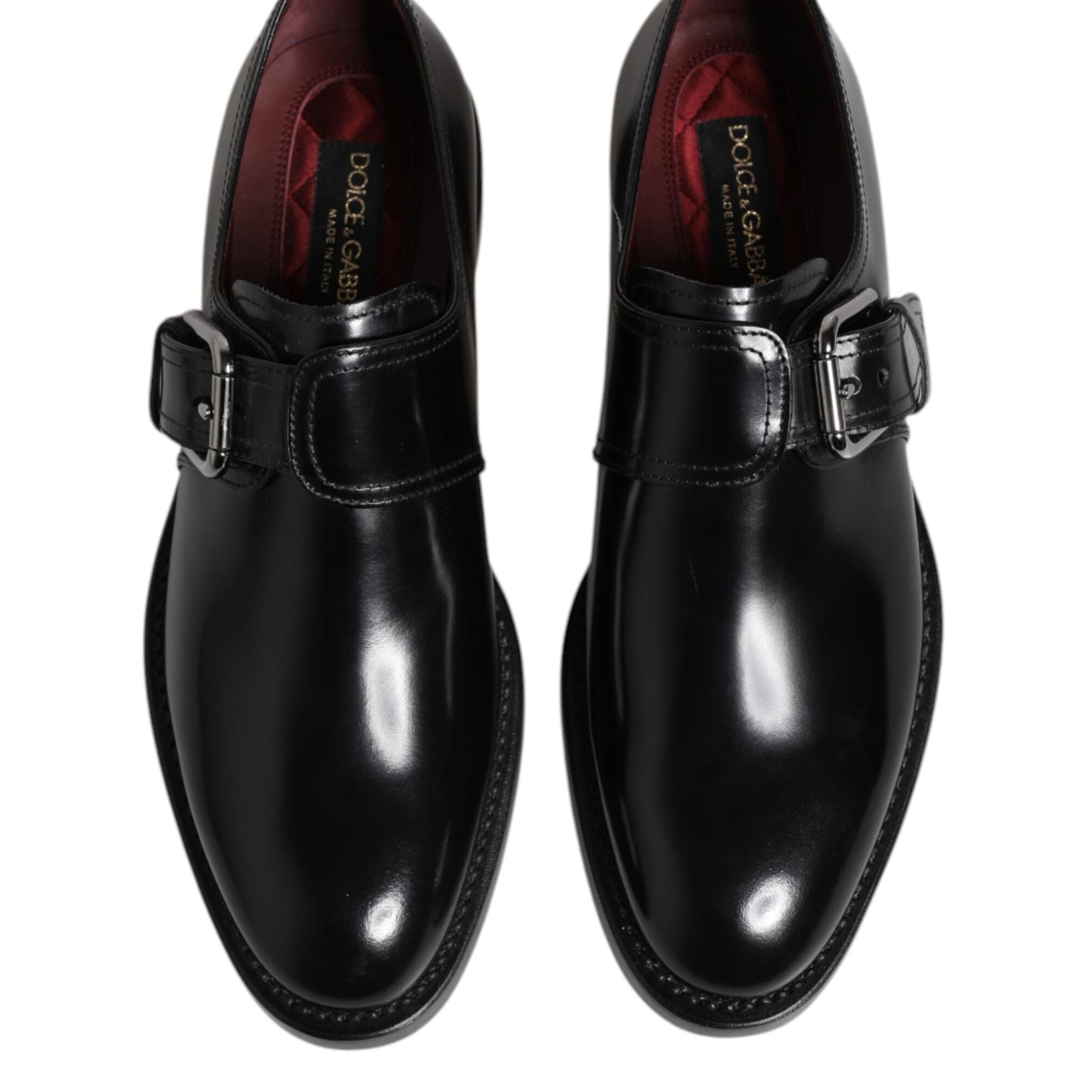 Dolce & Gabbana Black Leather Monk Strap Derby Formal Shoes