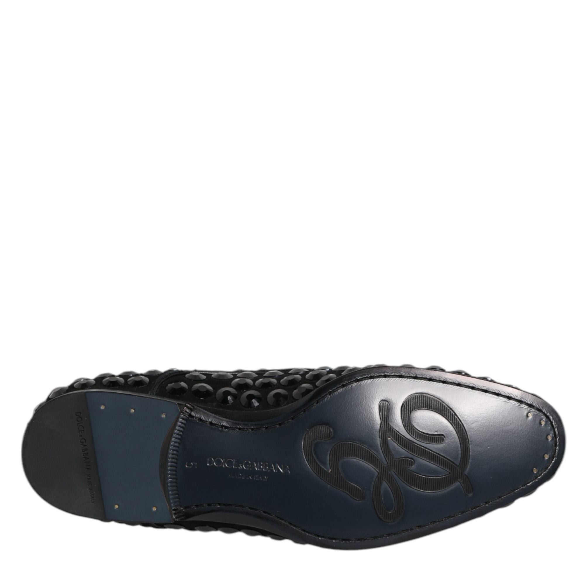 Dolce & Gabbana Black Suede Strass Derby Formal Shoes