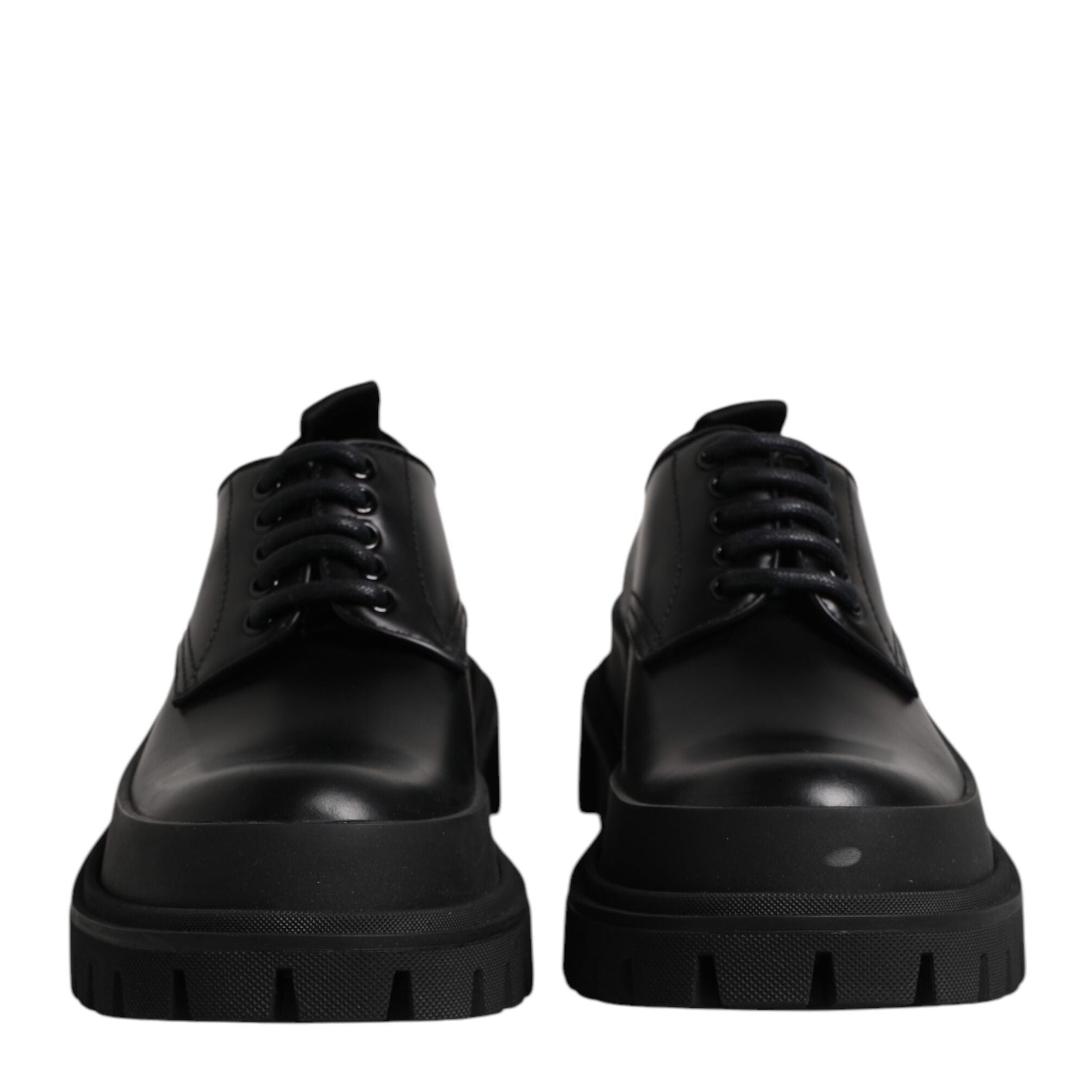 Dolce & Gabbana Black Leather Lace Up Derby Men Dress Shoes