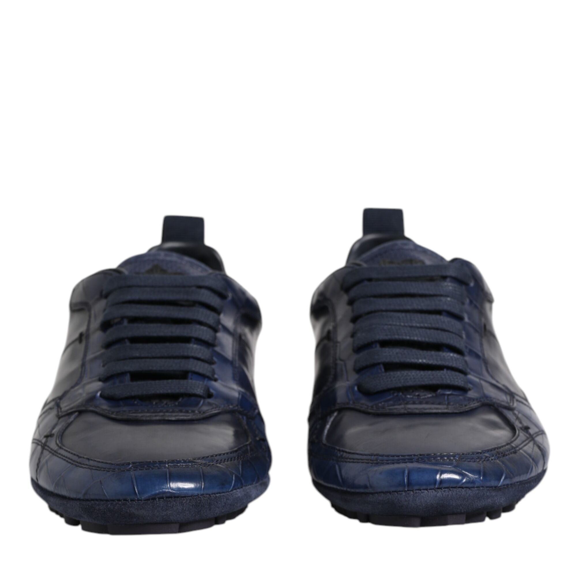 Dolce & Gabbana Dark Blue Leather Low Top Men Sneakers Shoes