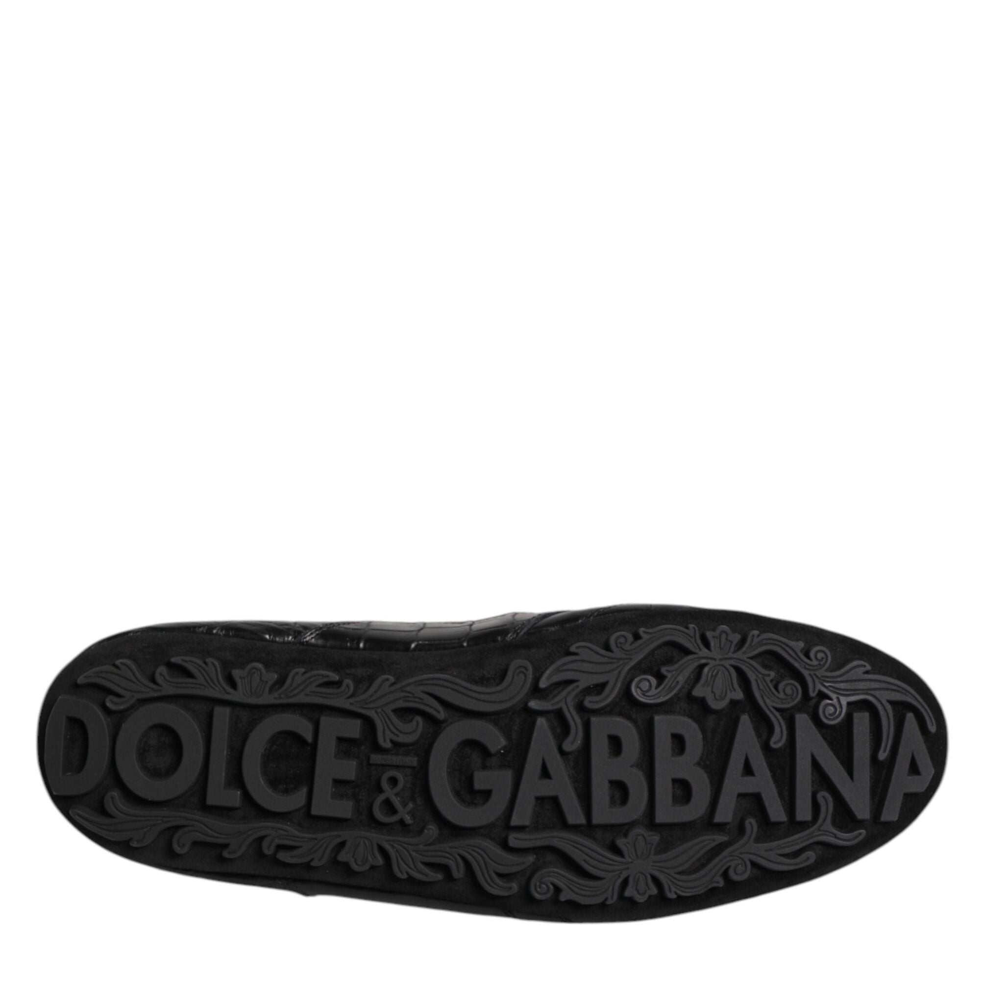 Dolce & Gabbana Black Exotic Leather Low Top Sneakers Shoes
