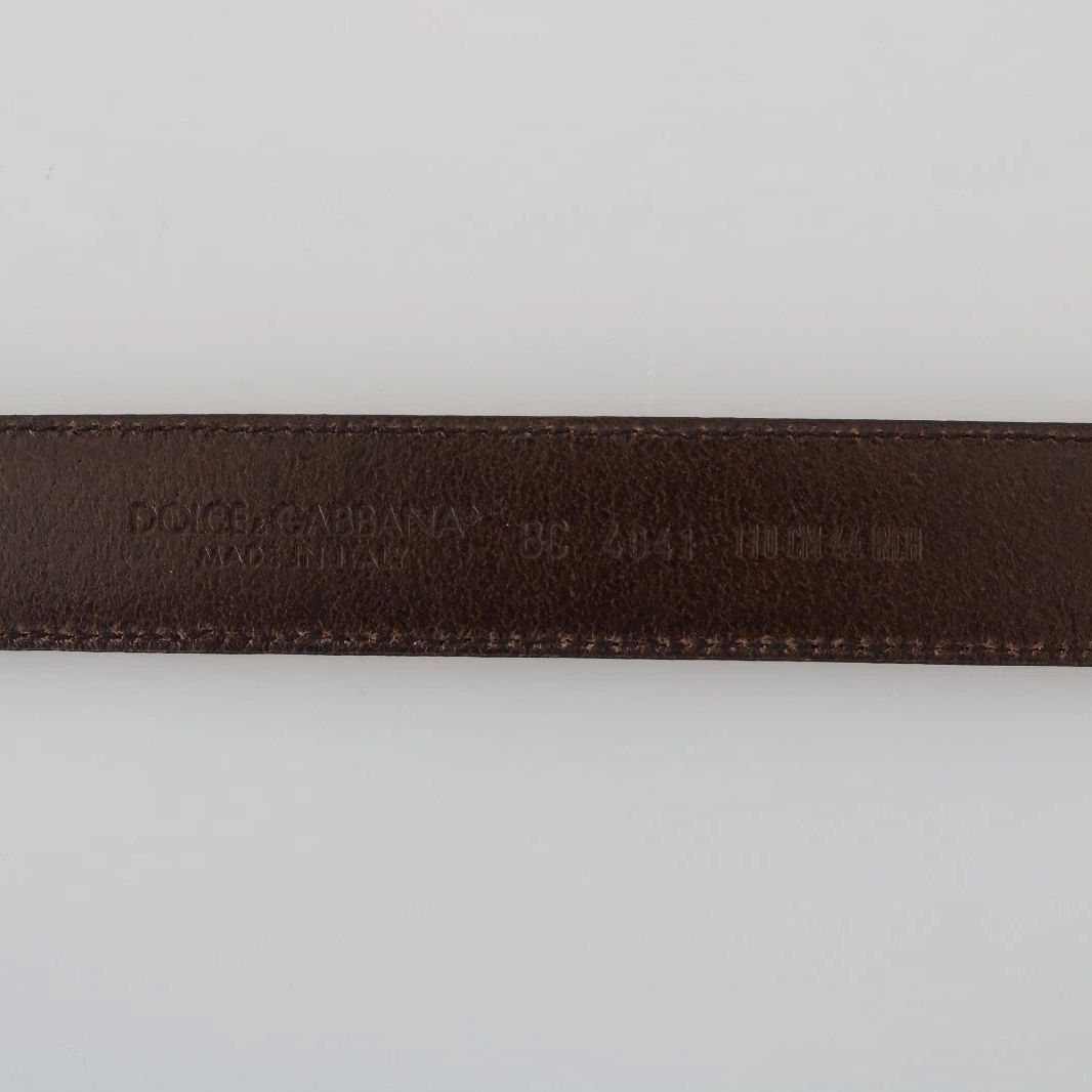 Dolce & Gabbana Blue Perforated Leather Gray Buckle Belt