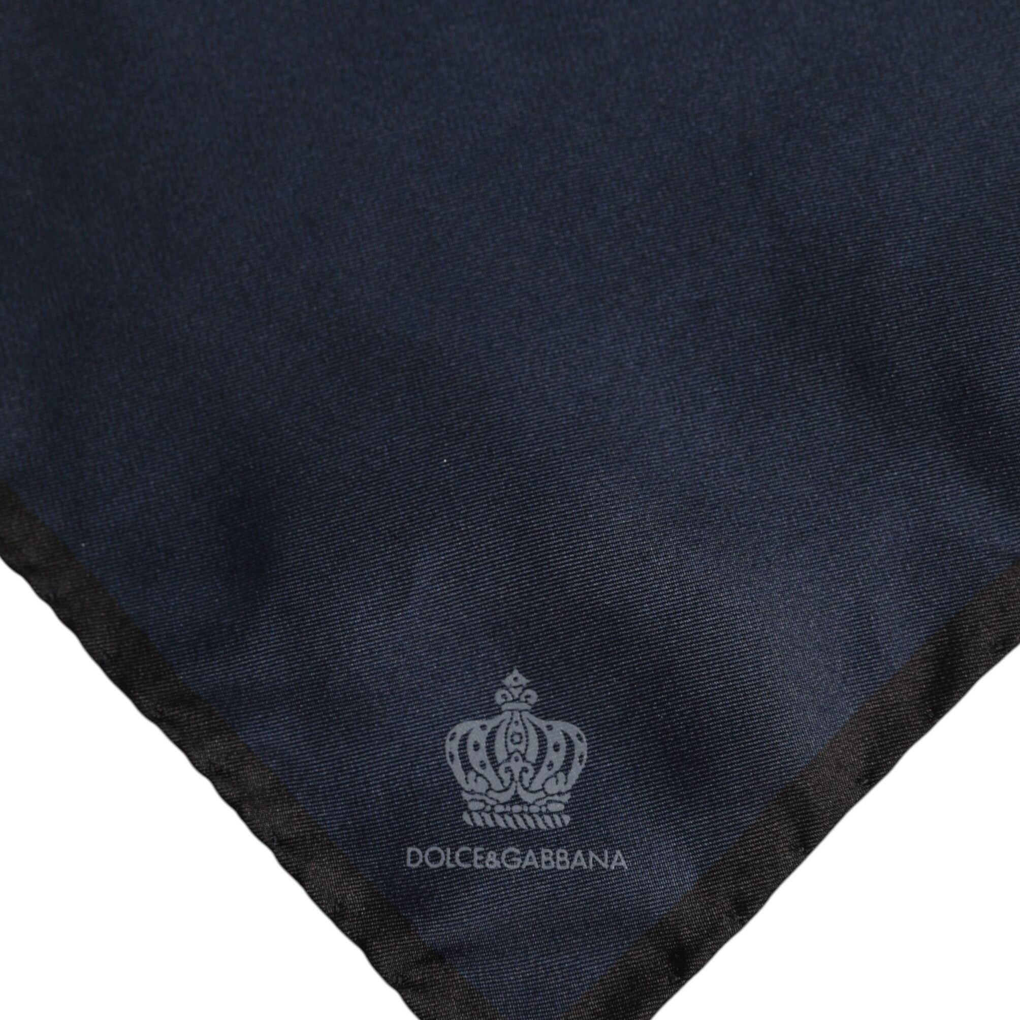 Dolce & Gabbana Blue DG Crown Silk Square Men Foulard Scarf