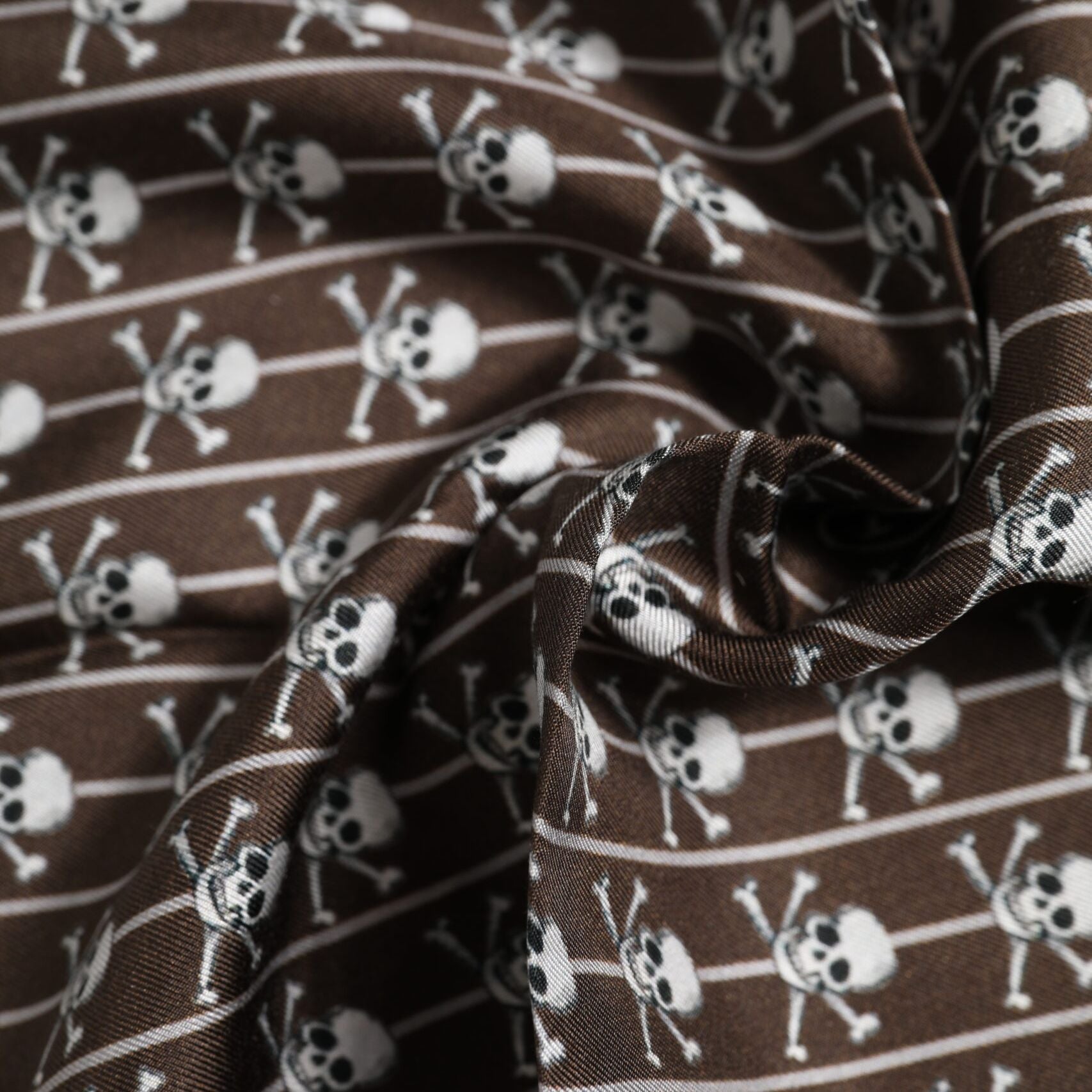 Dolce & Gabbana Brown Skull Silk Square Men Foulard Scarf