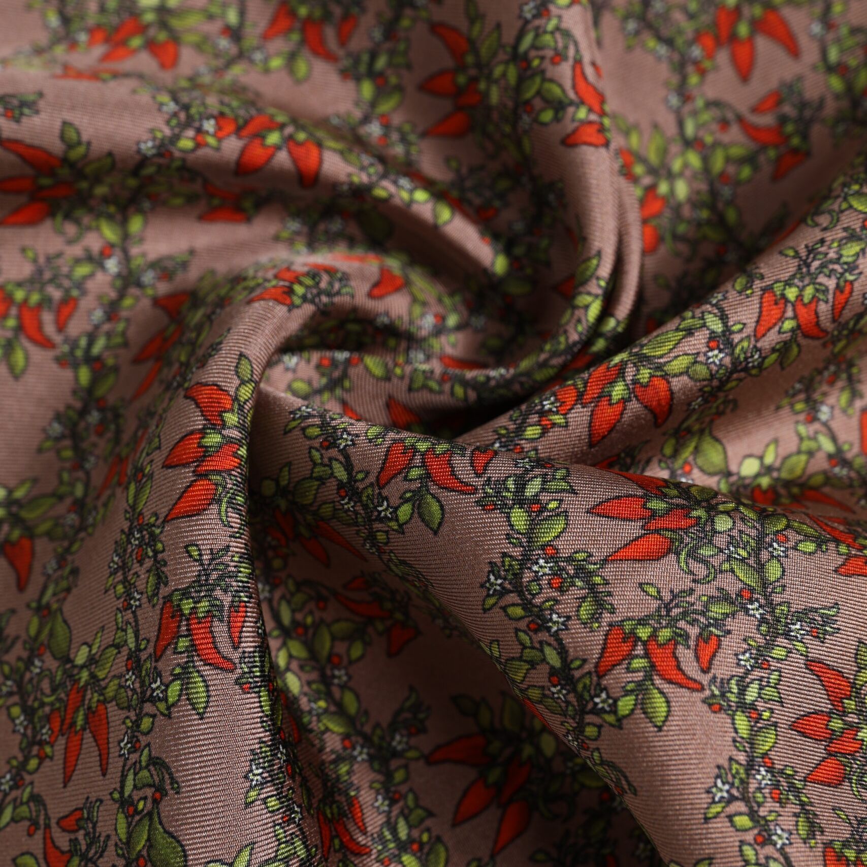 Dolce & Gabbana Brown Chilis Silk Square Men Foulard Scarf
