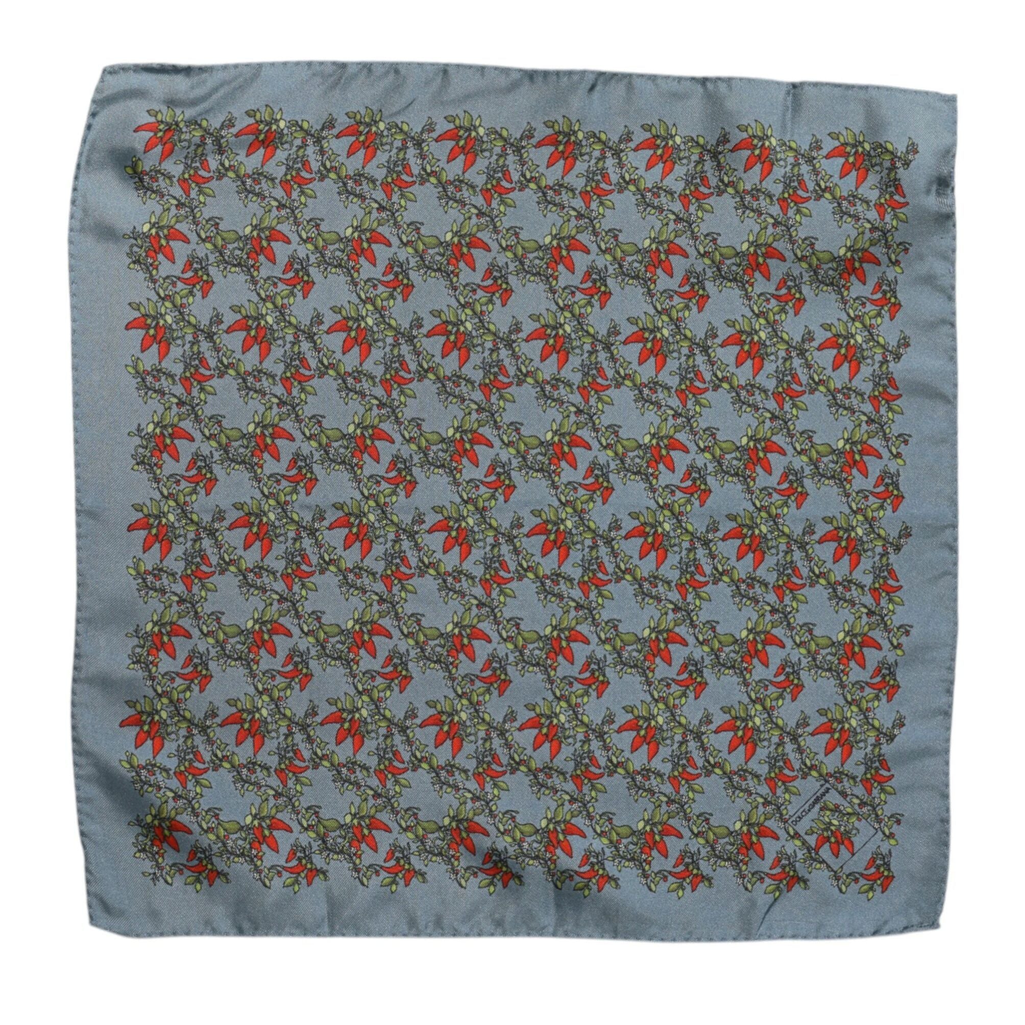 Dolce & Gabbana Gray Chilis Silk Square Men Foulard Scarf