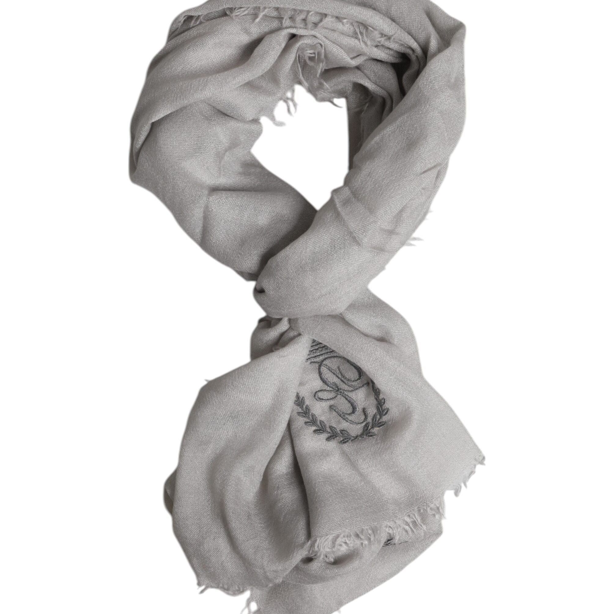 Dolce & Gabbana Gray DG Crown Neck Warmer Wrap Shawl Scarf