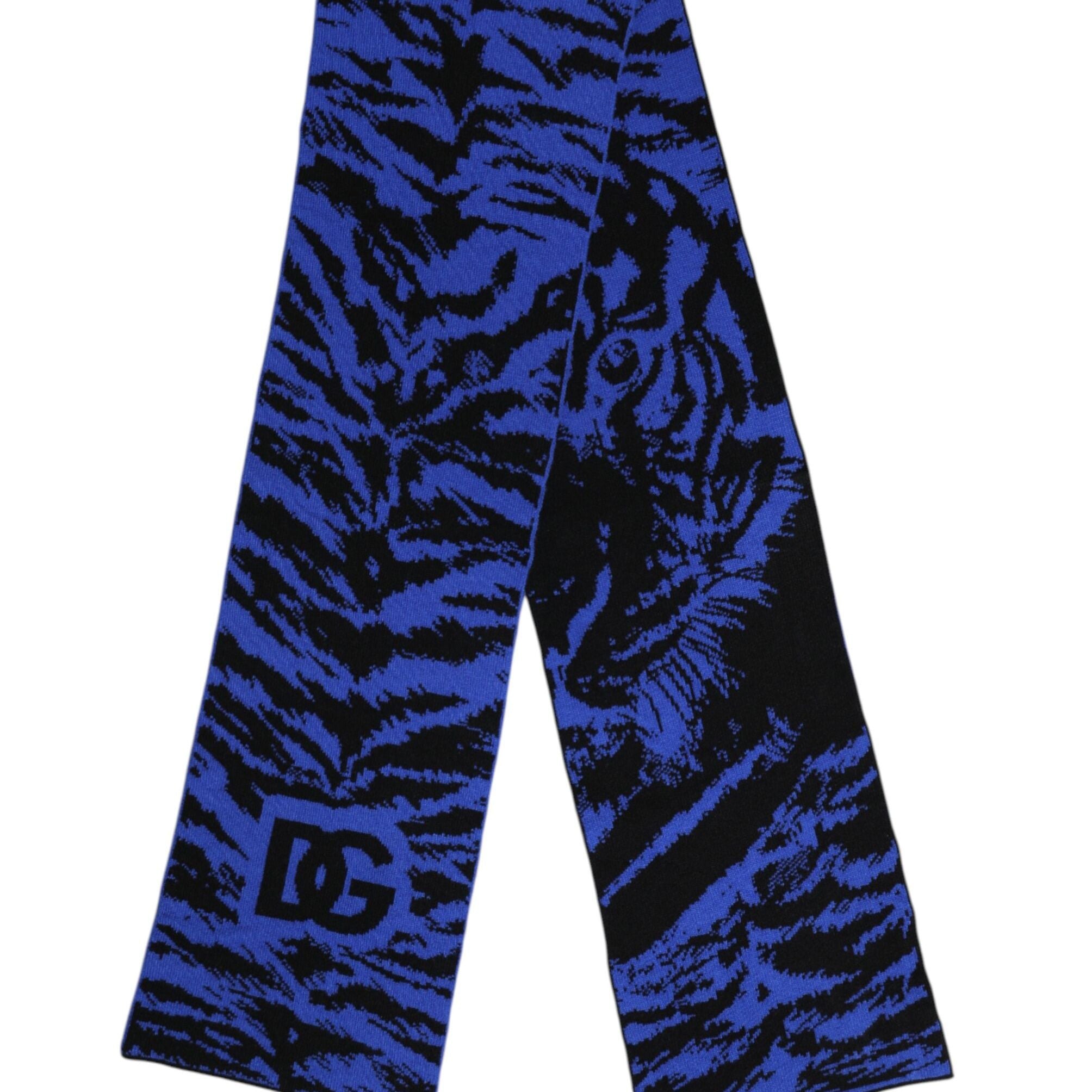 Dolce & Gabbana Blue Black Logo Neck Warmer Wrap Shawl Scarf