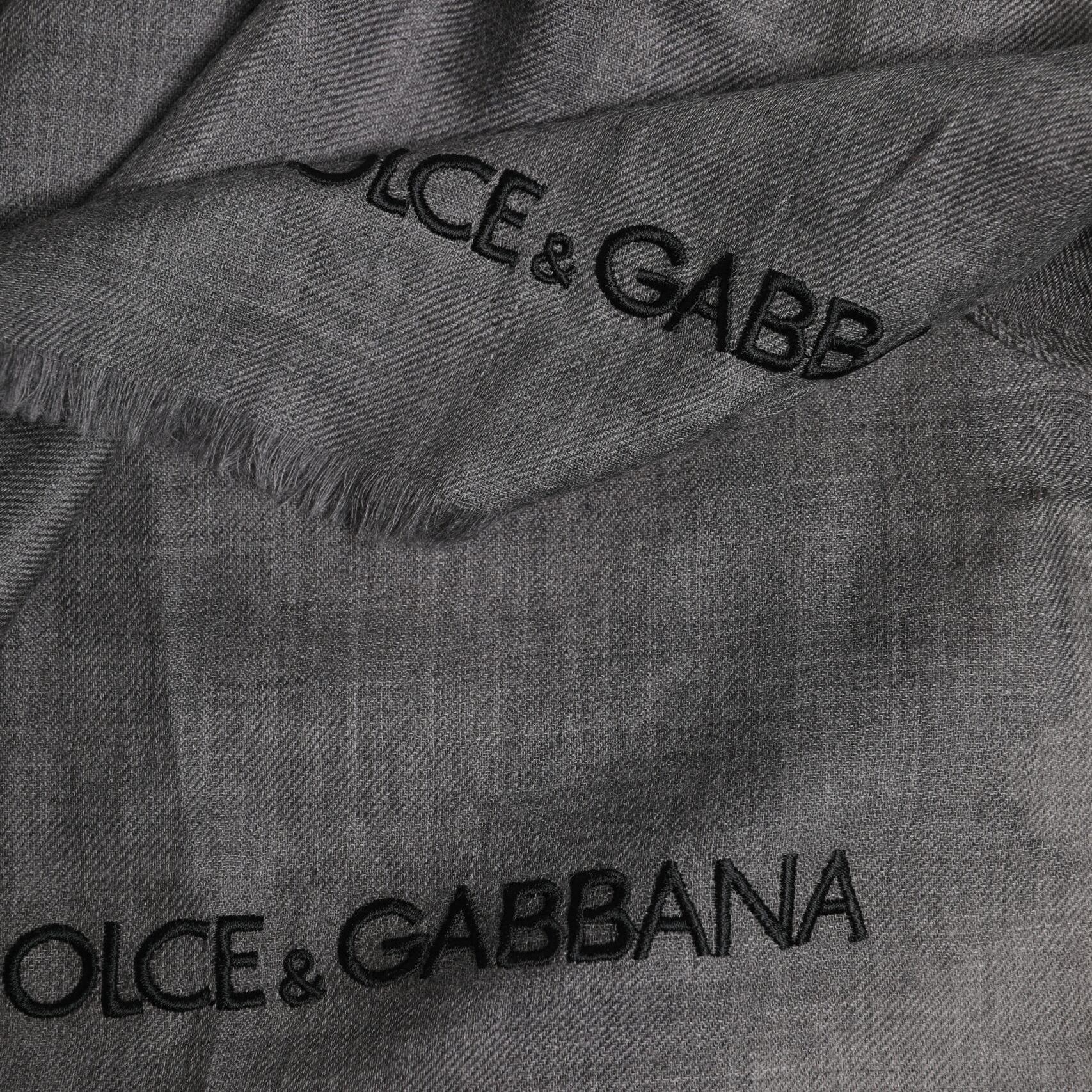 Dolce & Gabbana Gray Logo Print Neck Warmer Wrap Shawl Scarf