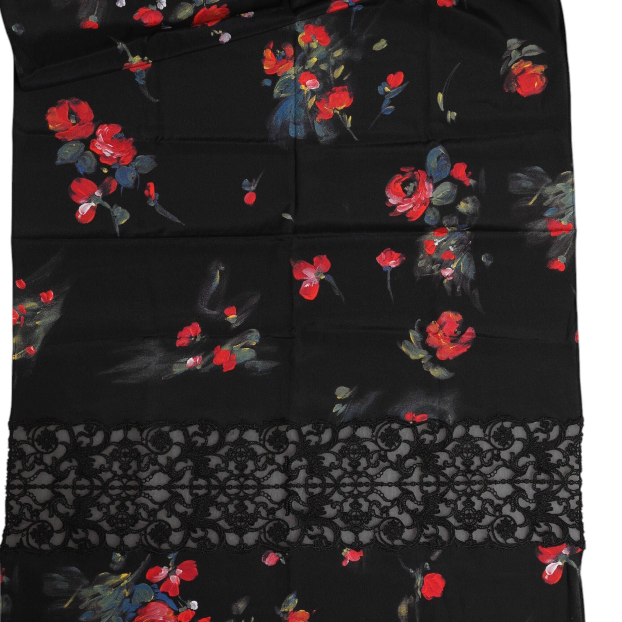 Dolce & Gabbana Black Floral Print Neck Warmer Wrap Scarf
