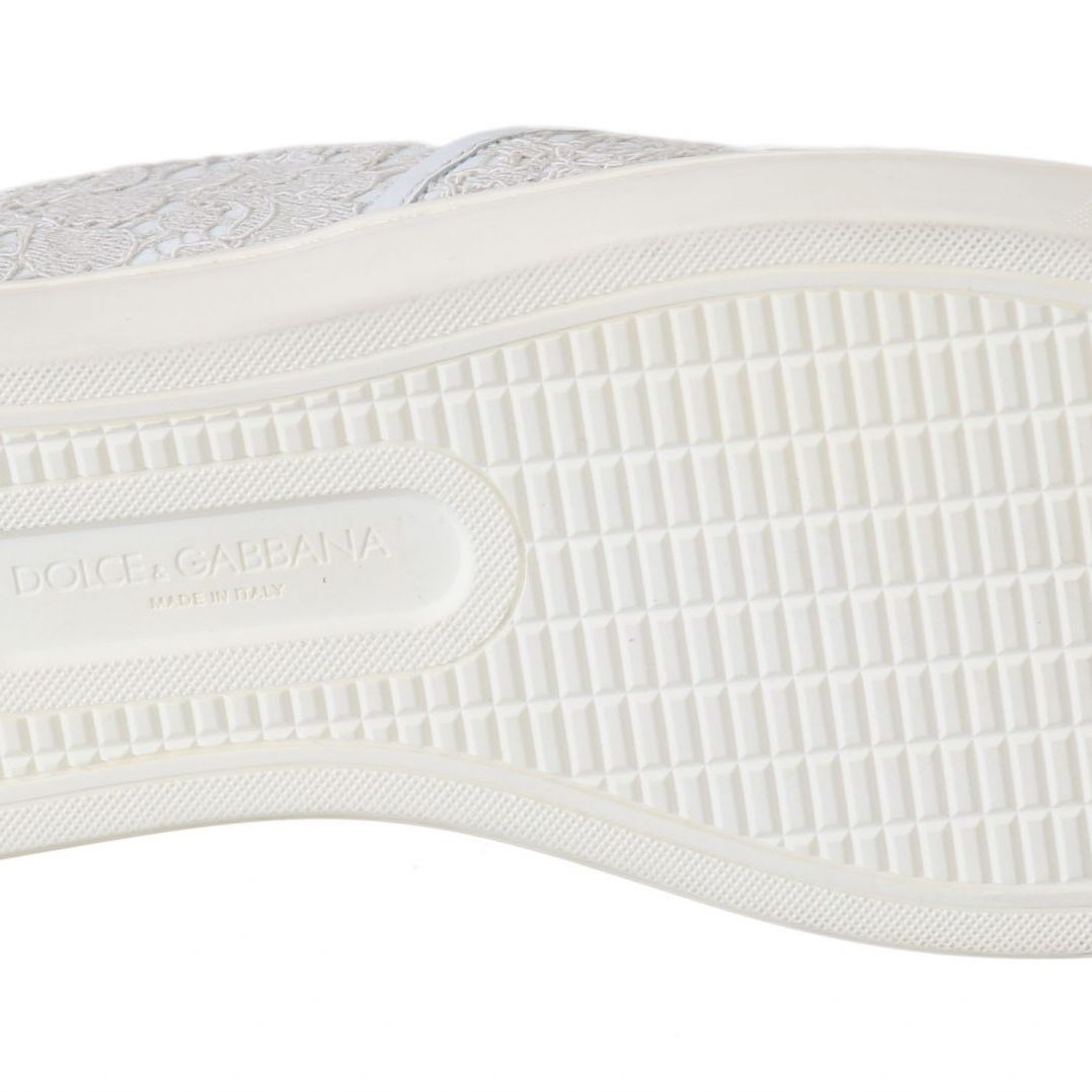 Dolce & Gabbana White Leather Lace Slip On Loafers Shoes