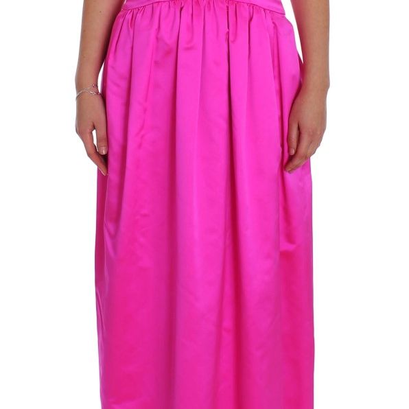 Dolce & Gabbana Pink Silk Long Sheath Ball Gown Dress