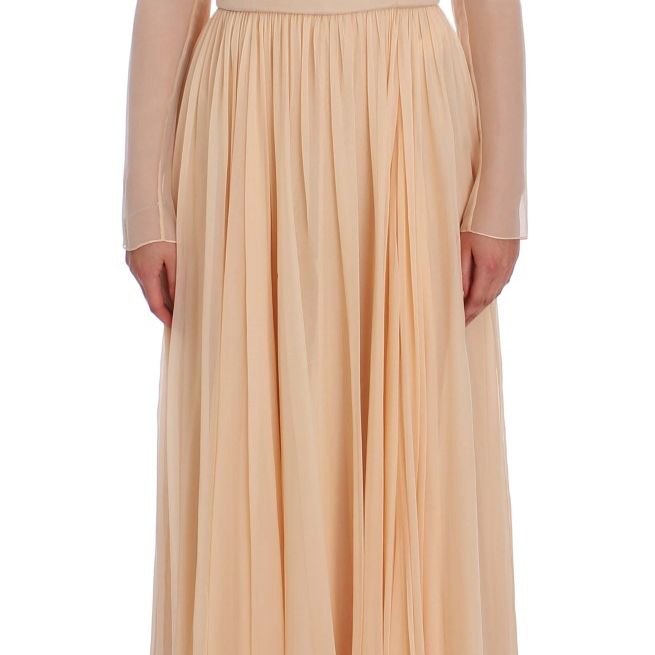 Dolce & Gabbana Beige Silk Ball Gown Full Length Dress