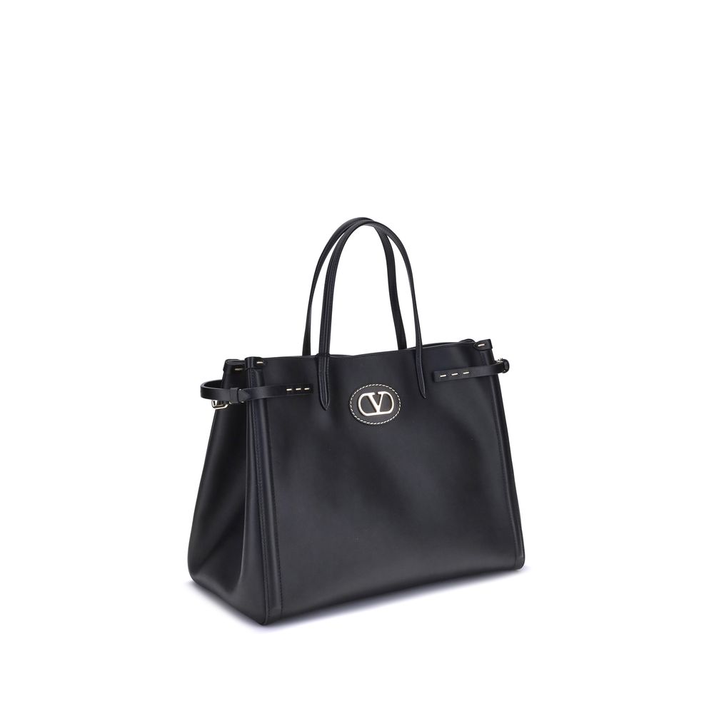 Valentino Garavani Black Calf Leather Bos Taurus Shoulder Bag