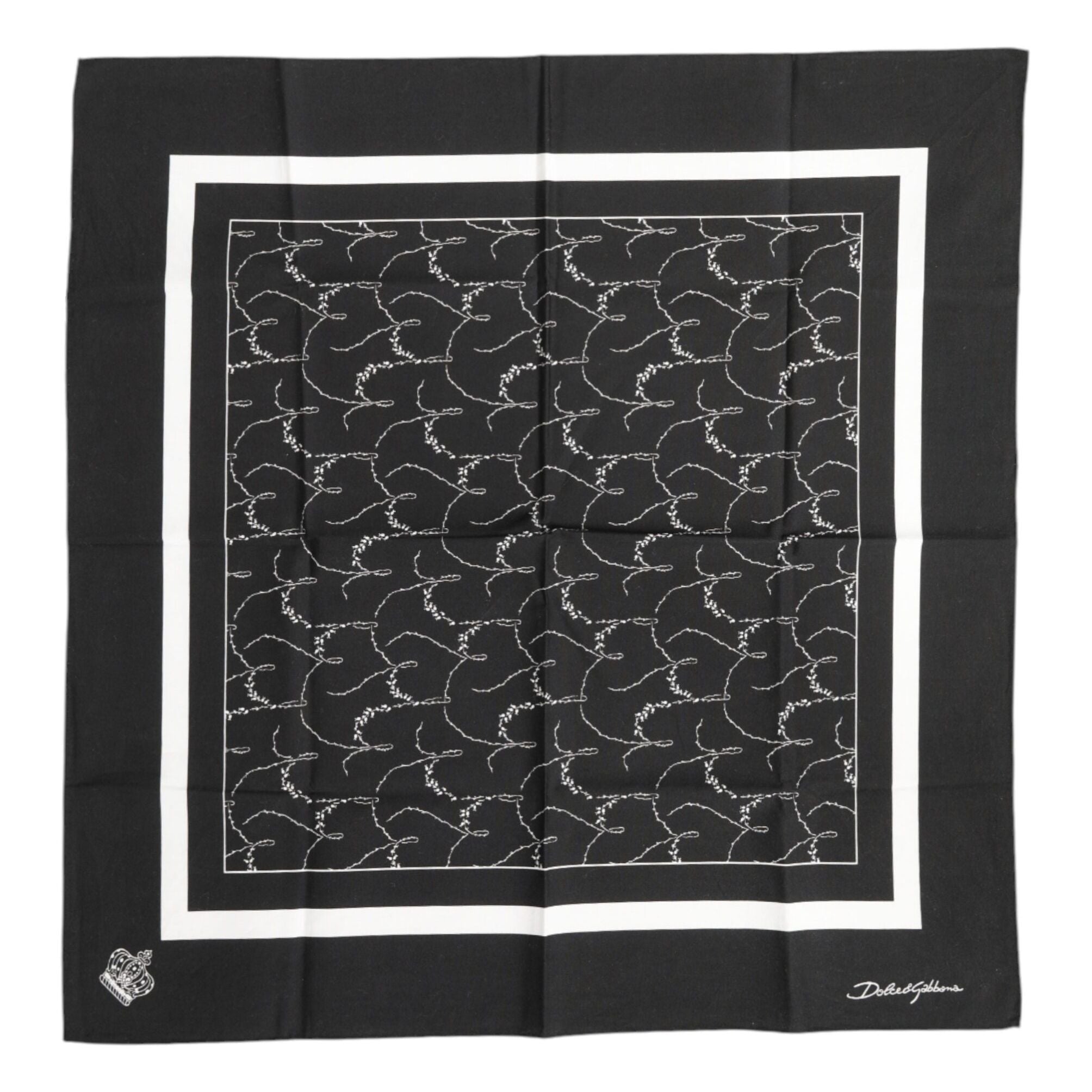 Dolce & Gabbana Black White Printed Square Men Foulard Scarf
