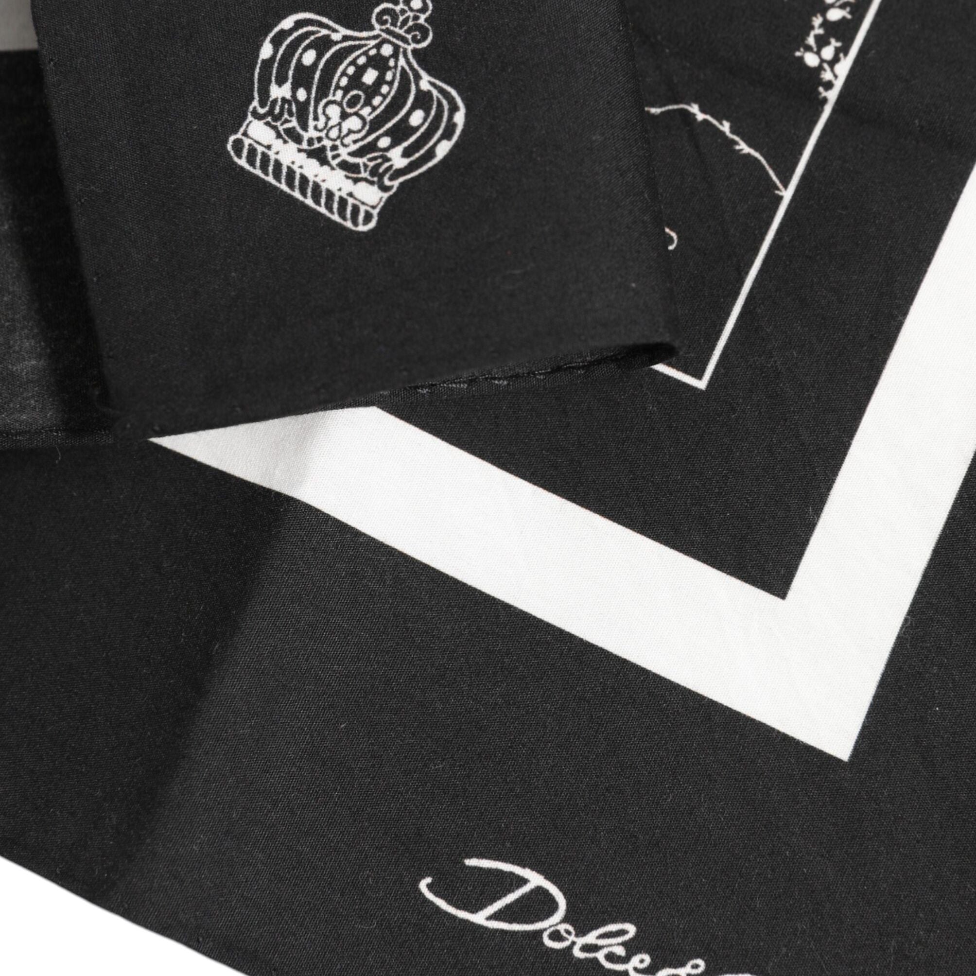 Dolce & Gabbana Black White Printed Square Men Foulard Scarf