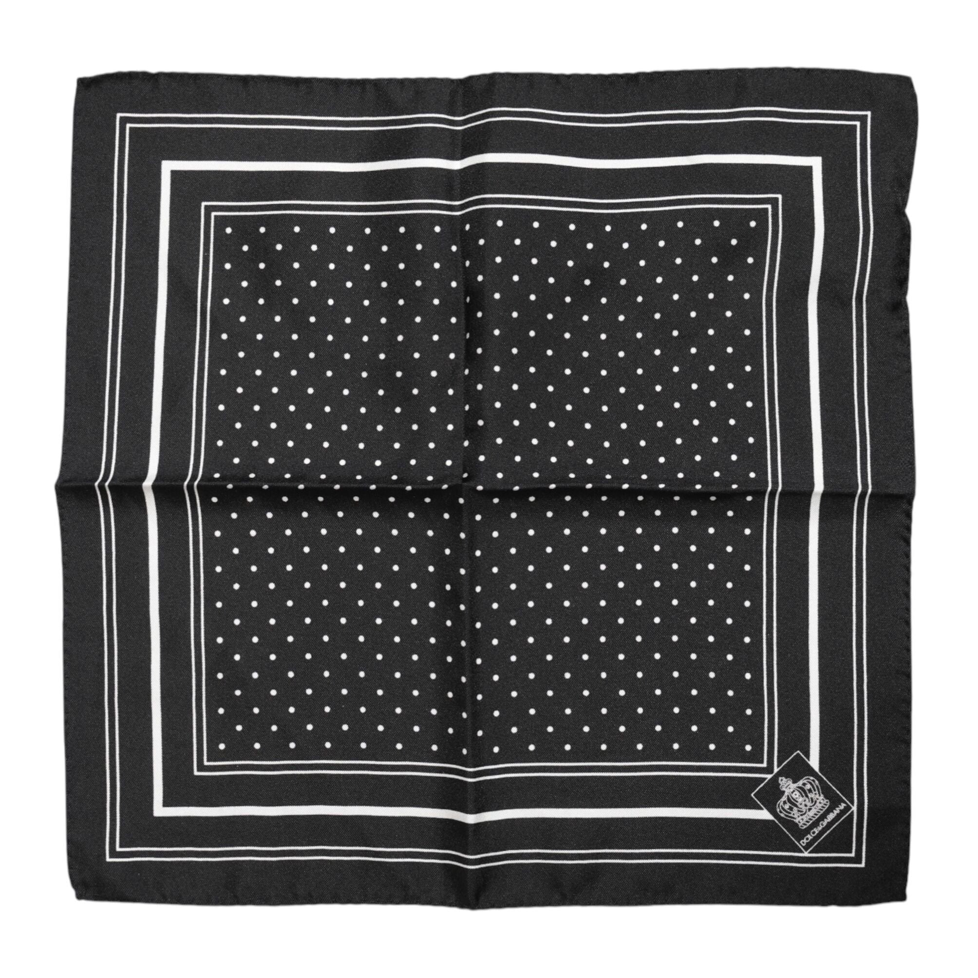 Dolce & Gabbana Black White Polka Dot Men Foulard Scarf