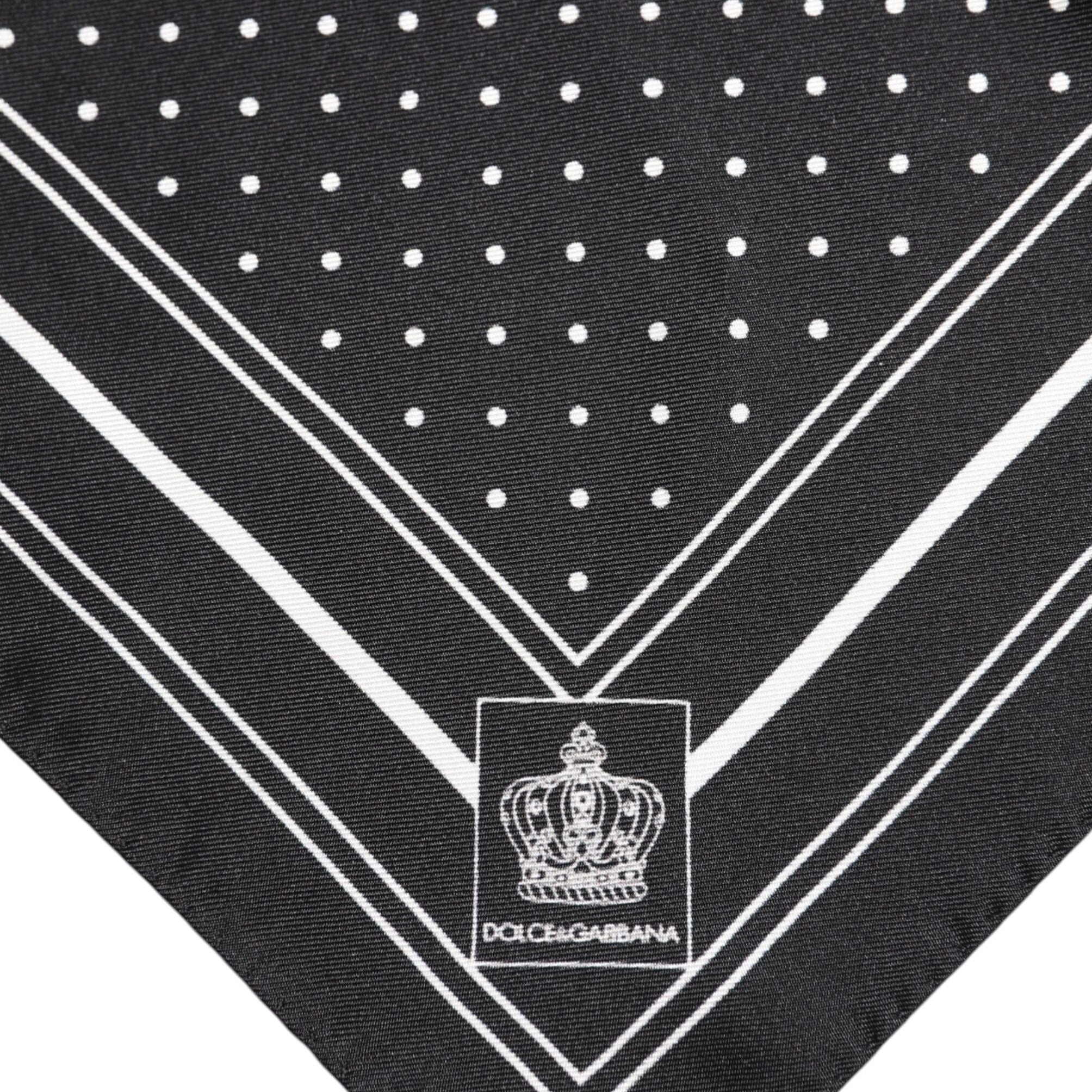 Dolce & Gabbana Black White Polka Dot Men Foulard Scarf