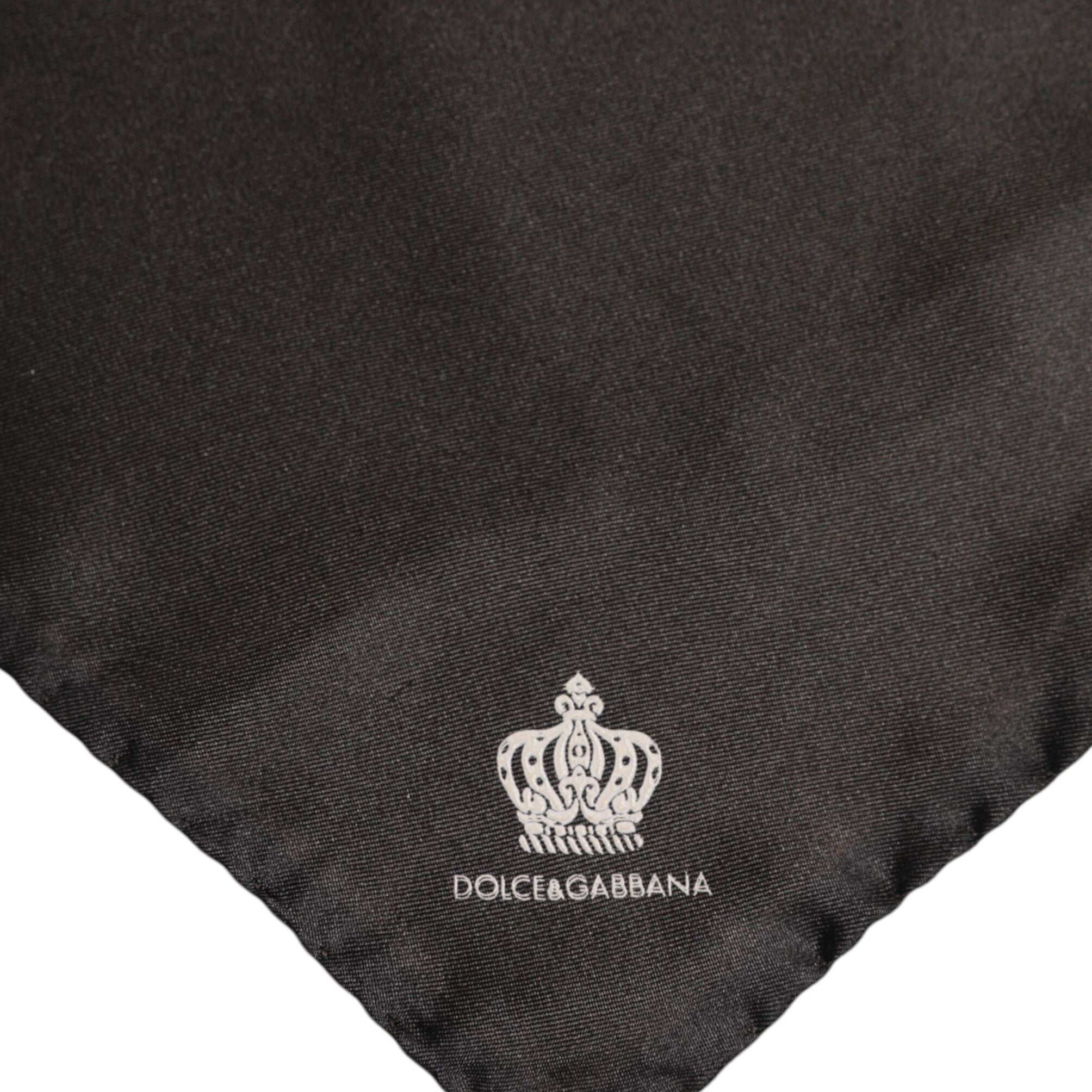 Dolce & Gabbana Brown DG Crown Silk Square Men Foulard Scarf