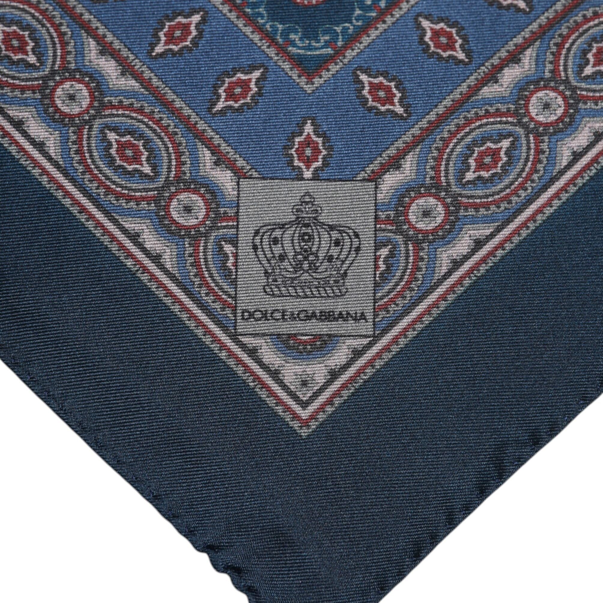 Dolce & Gabbana Blue Printed Silk Square Men Foulard Scarf