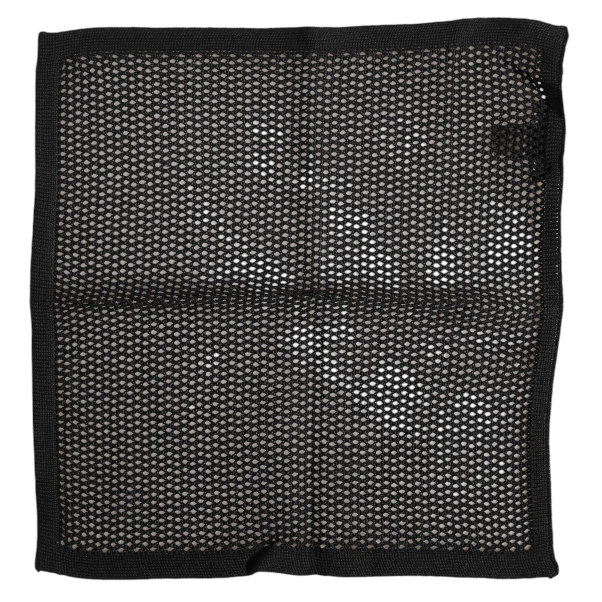 Dolce & Gabbana Black Patterned Cotton Square Foulard Scarf