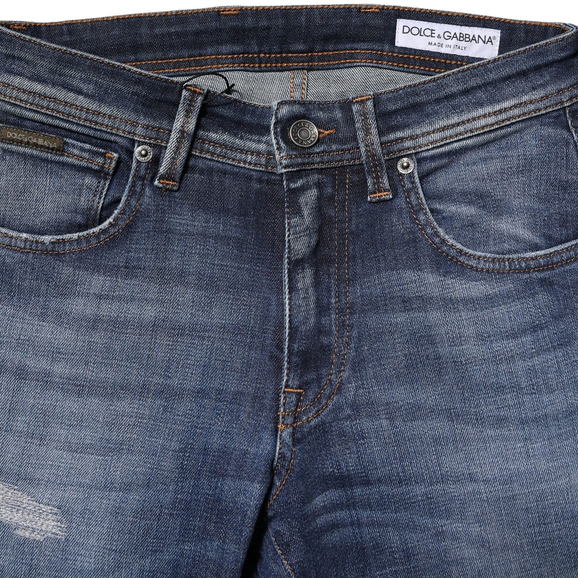 Dolce & Gabbana Blue Washed Cotton Slim Fit Men Denim Jeans