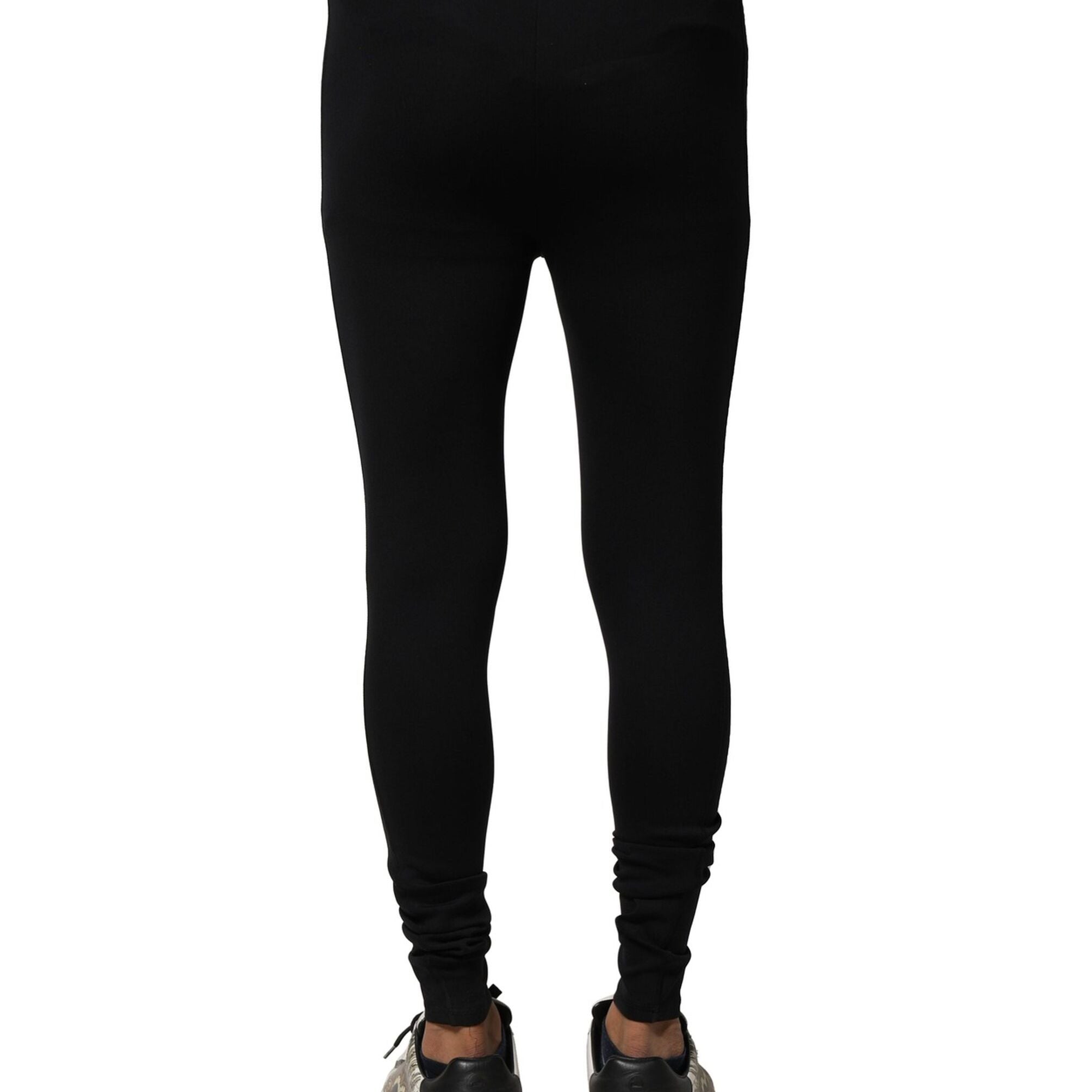 Dolce & Gabbana Black Nylon Elastic Logo Men Leggings Pants