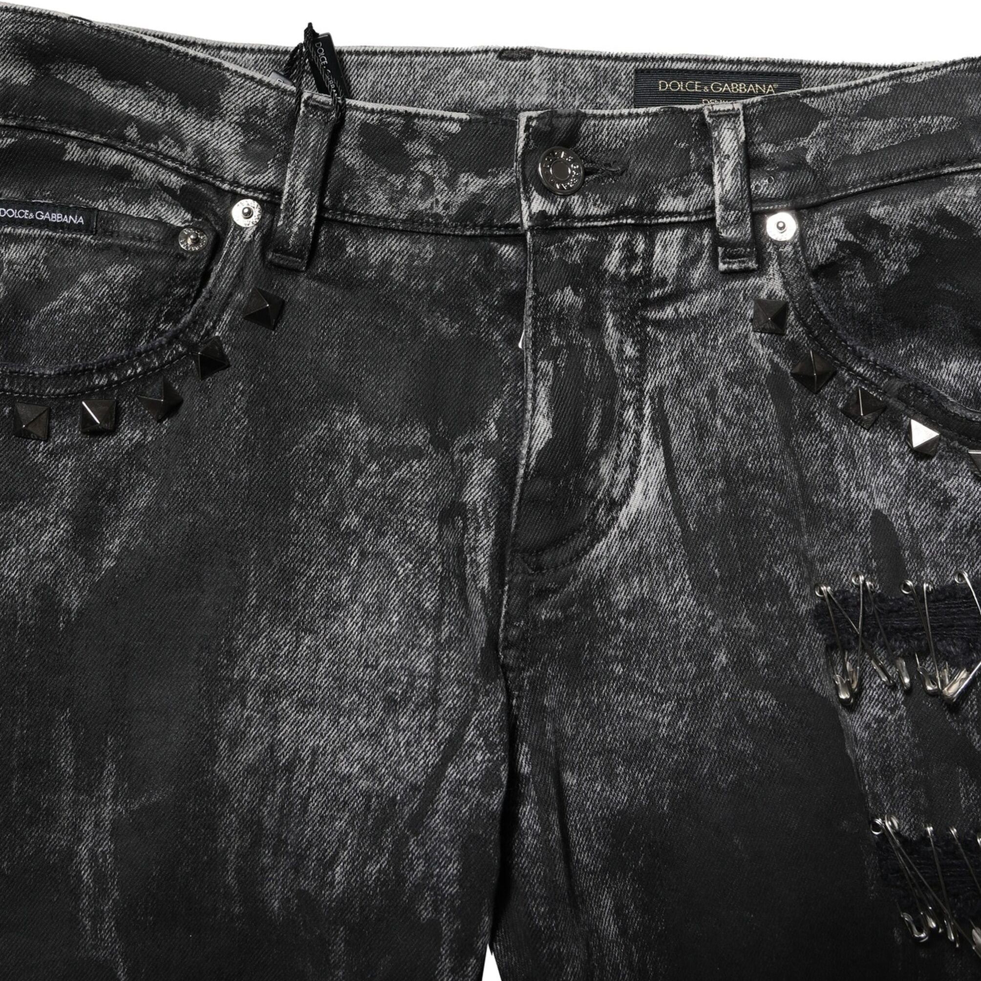 Dolce & Gabbana Black Washed Embellished Skinny Denim Jeans