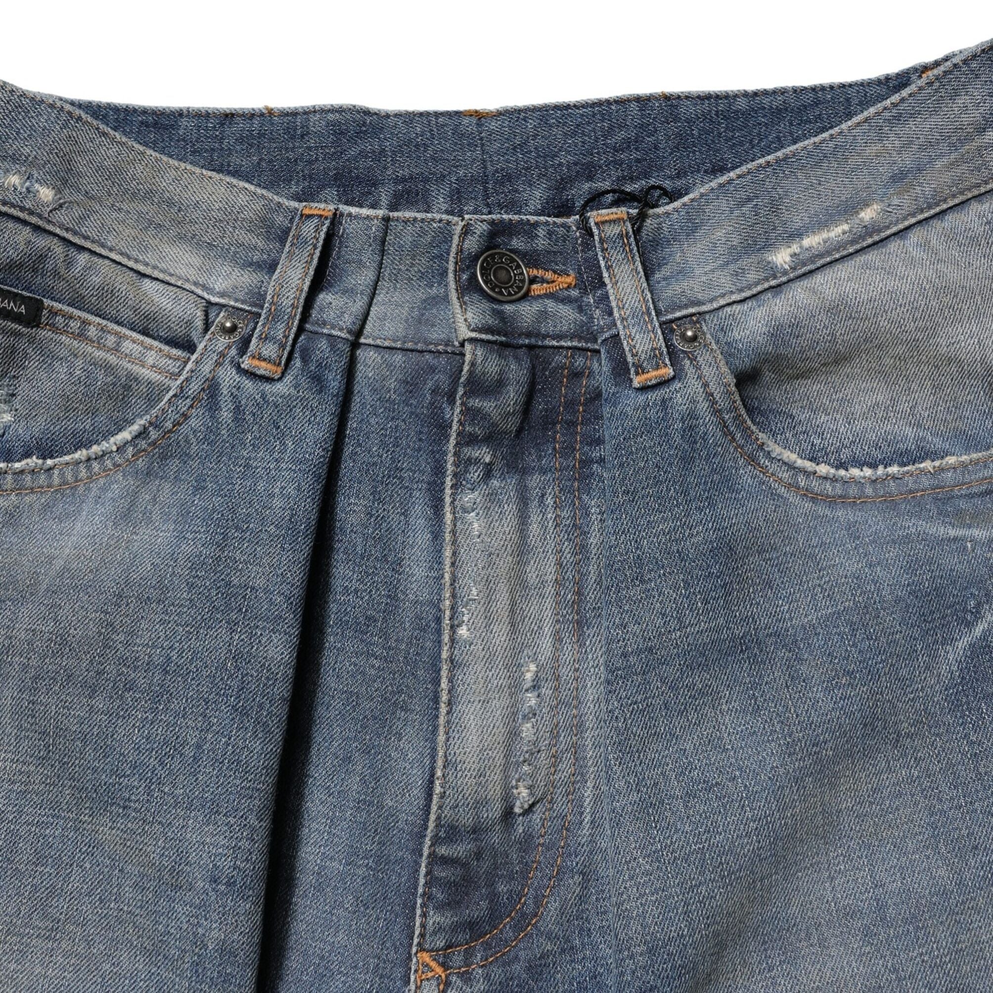Dolce & Gabbana Blue Cotton Tattered Men Denim Jeans