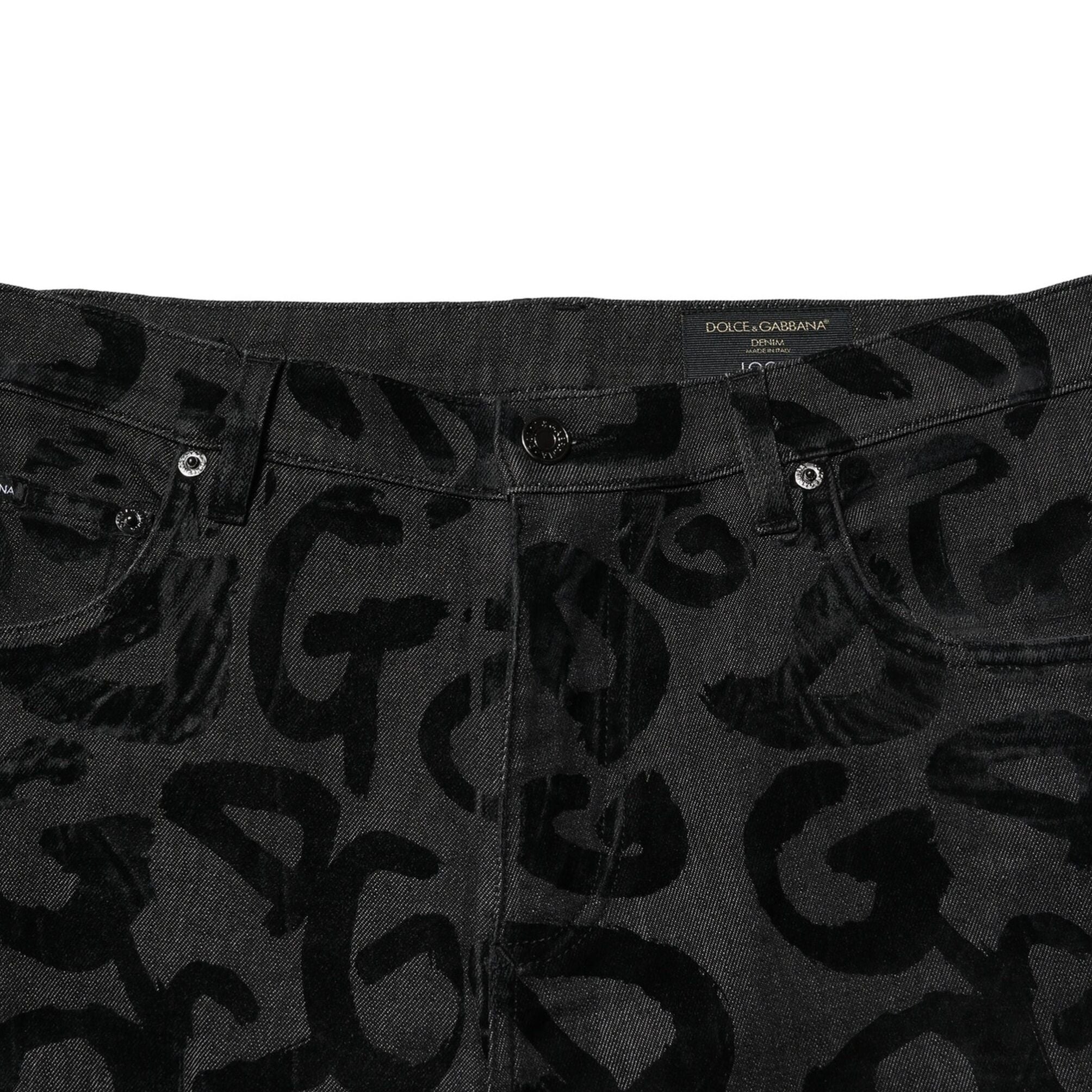 Dolce & Gabbana Gray Cotton DG Logo Straight Men Denim Jeans