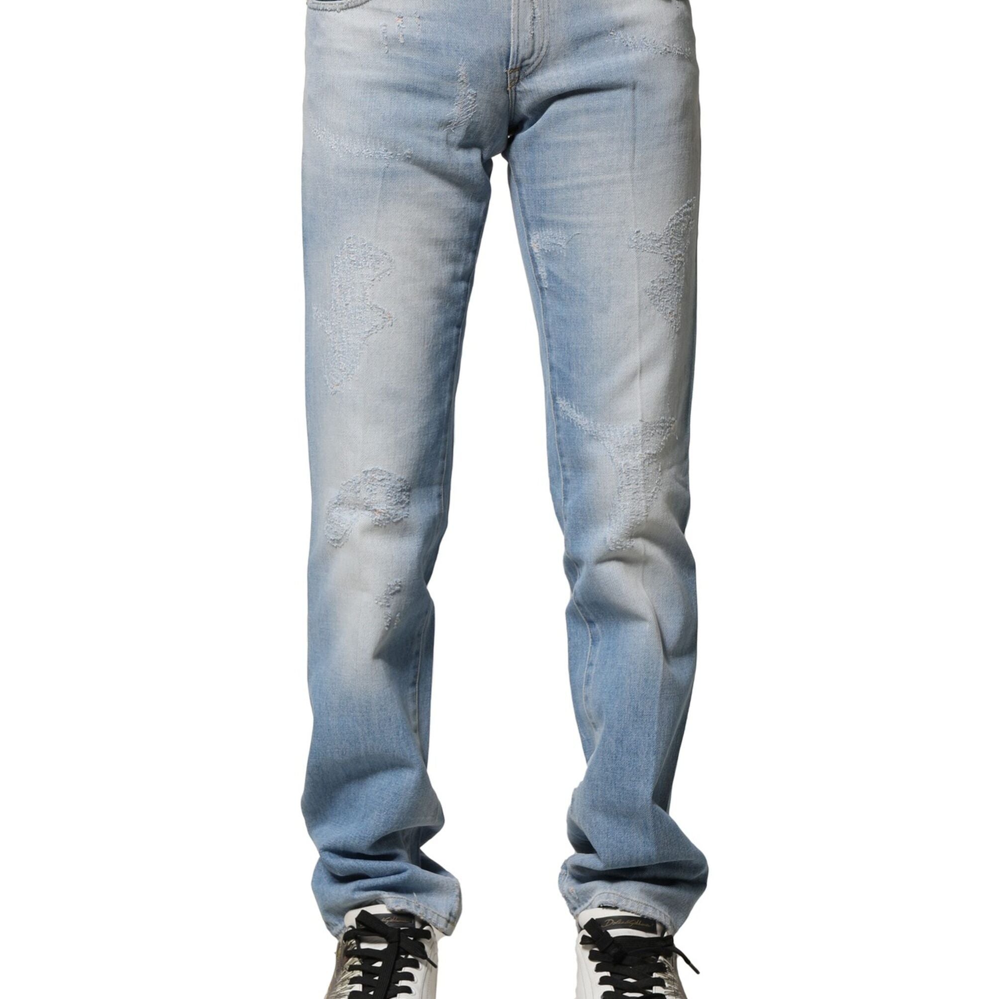 Dolce & Gabbana Light Blue Washed Straight Fit Denim Jeans
