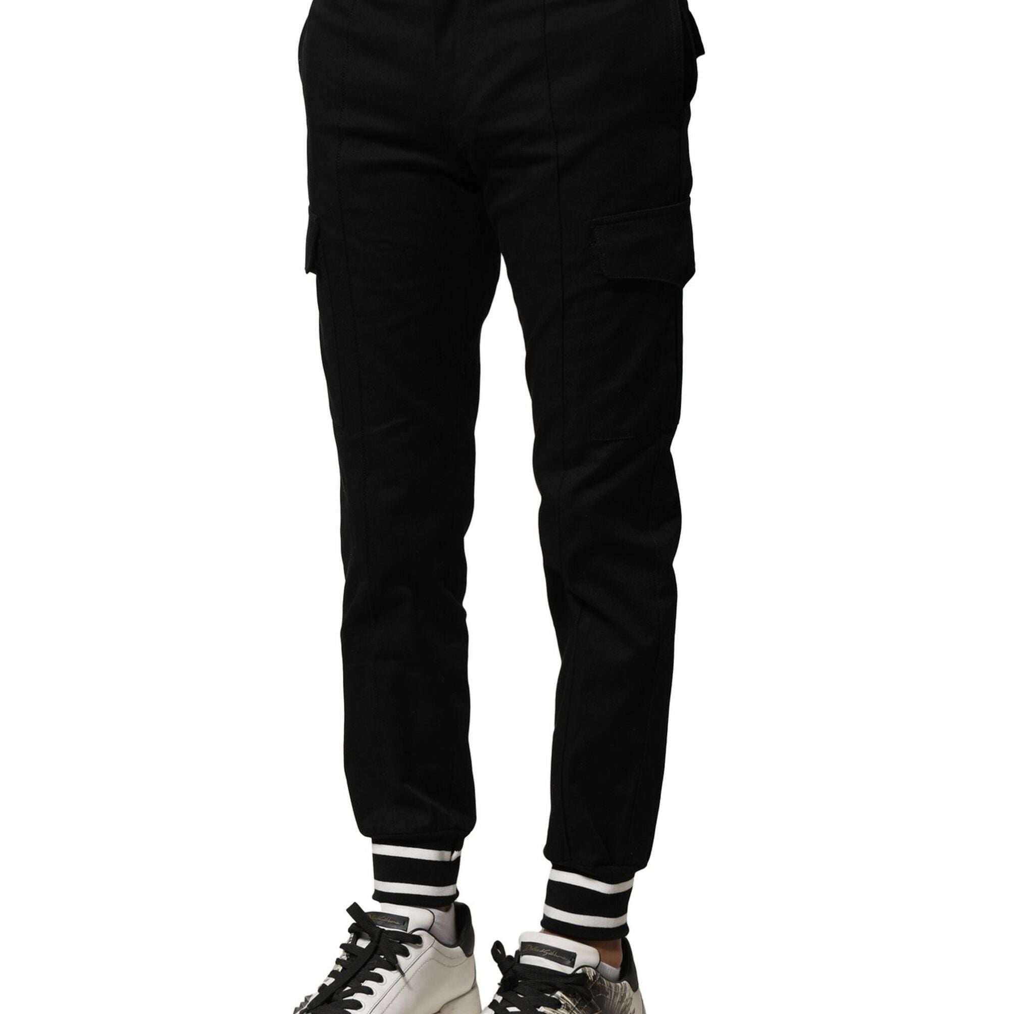 Dolce & Gabbana Black Cotton Cargo Joggers Men Pants