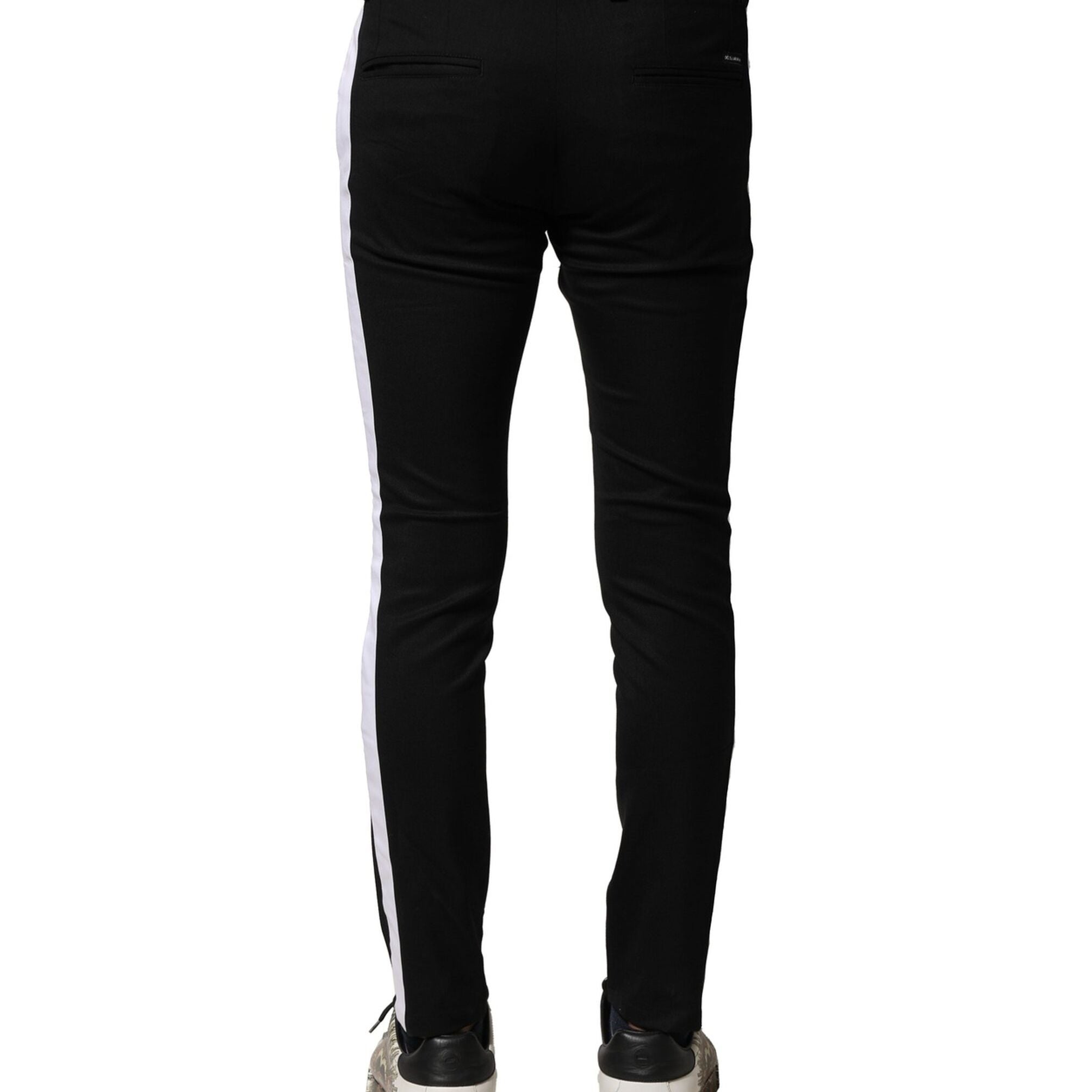 Dolce & Gabbana Black Wool Men Skinny Mid Waist Pants