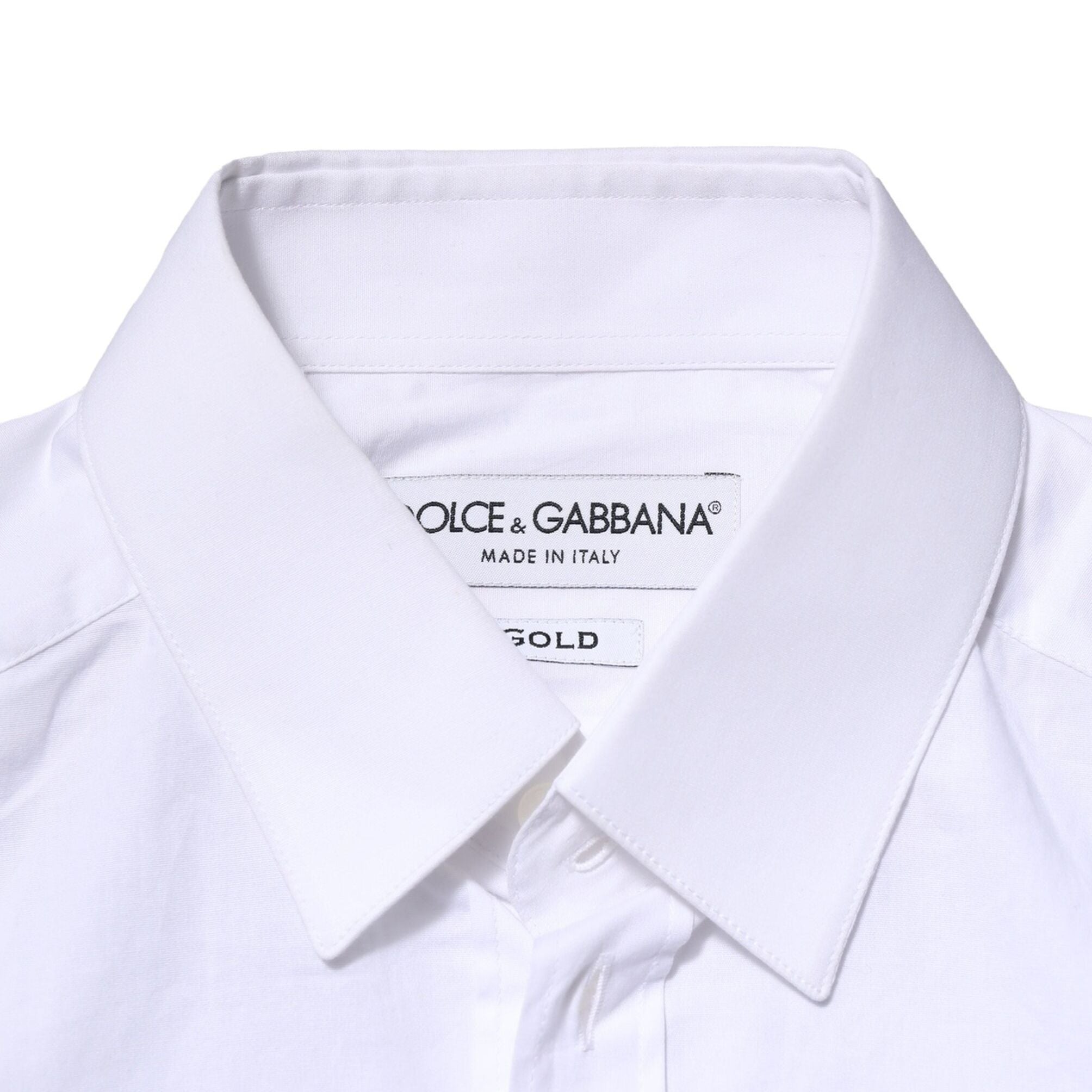 Dolce & Gabbana White Cotton GOLD Long Sleeves Dress Shirt