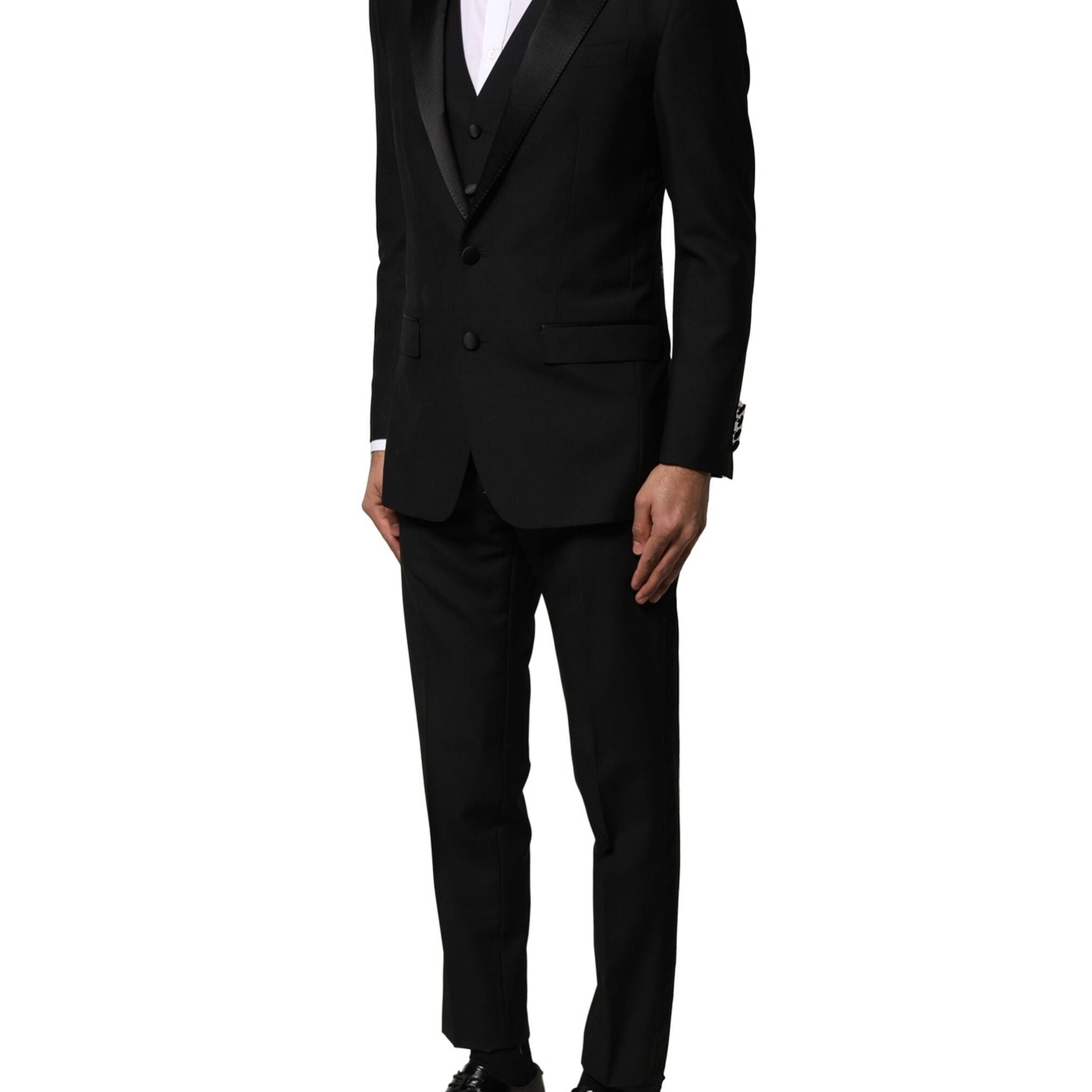 Dolce & Gabbana Black Wool 3 Piece Single Breasted Suit