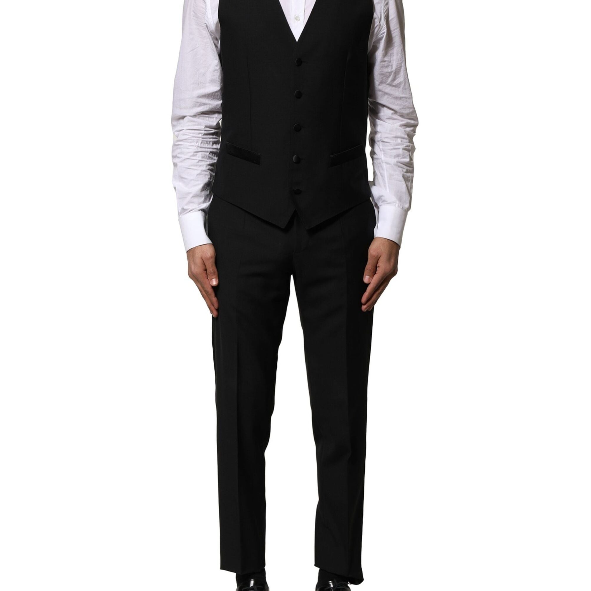 Dolce & Gabbana Black Wool 3 Piece Single Breasted Suit