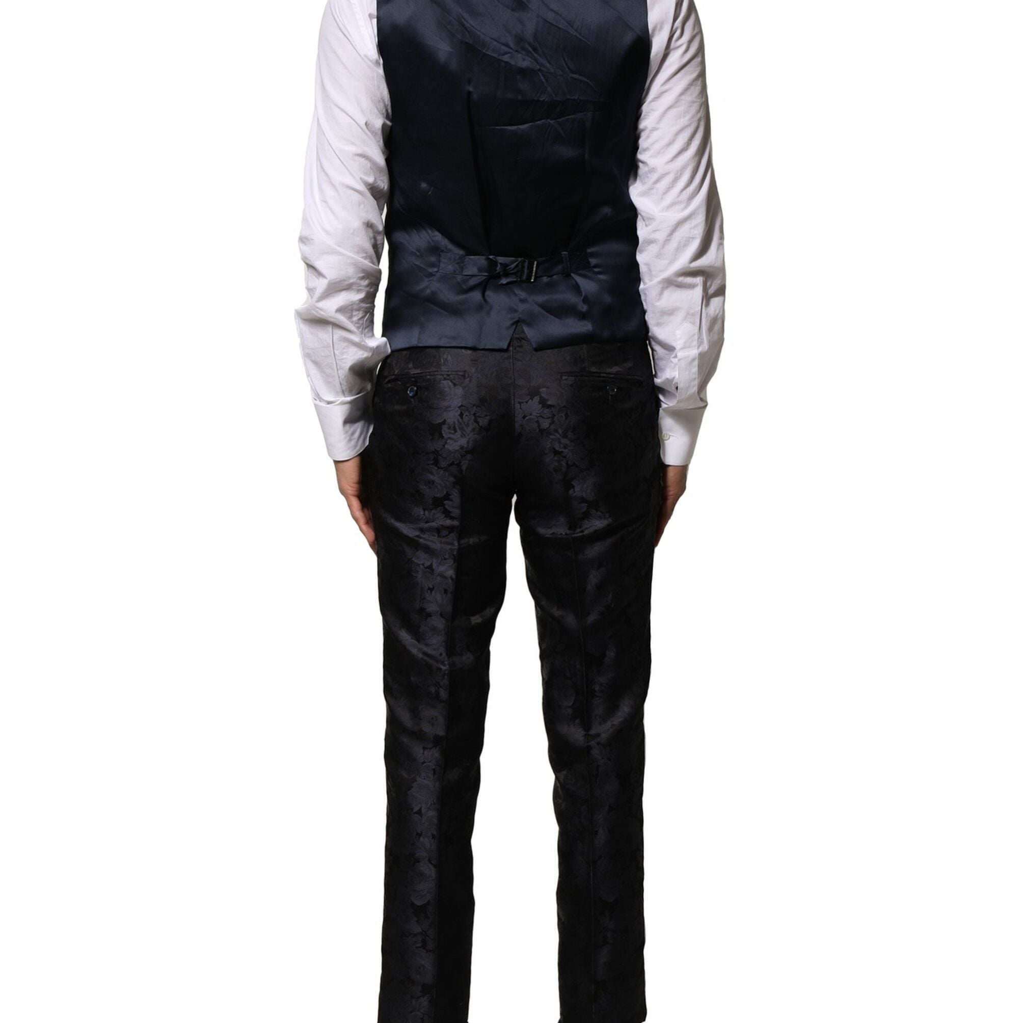Dolce & Gabbana Black Jacquard 3 Piece Single Breasted Suit