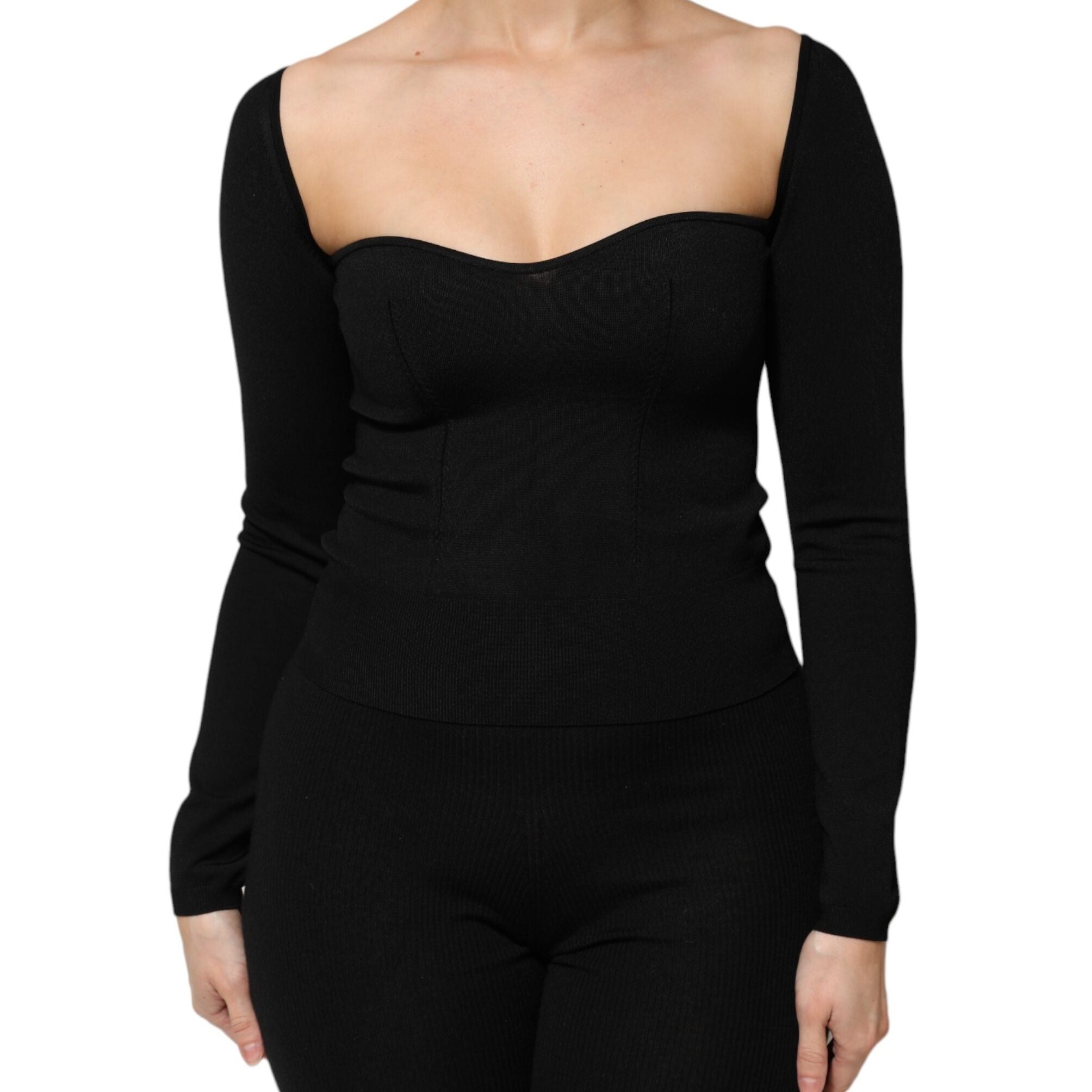 Dolce & Gabbana Black Viscose Long Sleeve Pullover Blouse Top