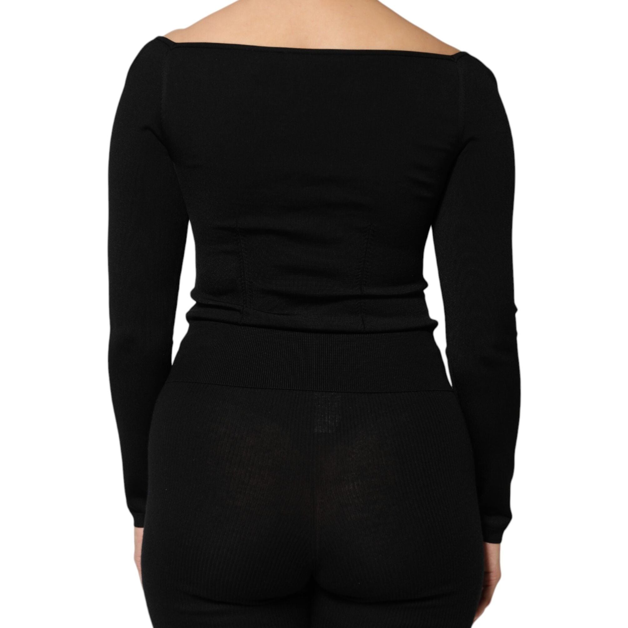 Dolce & Gabbana Black Viscose Long Sleeve Pullover Blouse Top