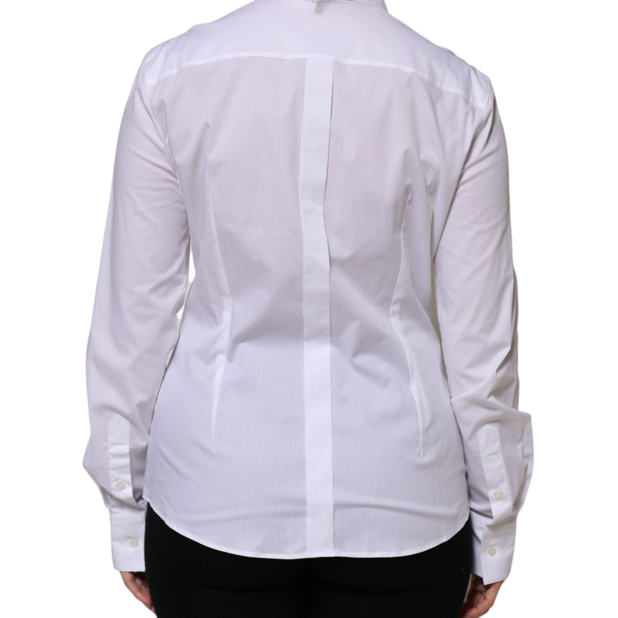 Dolce & Gabbana White Cotton Collared Long Sleeves Shirt Top