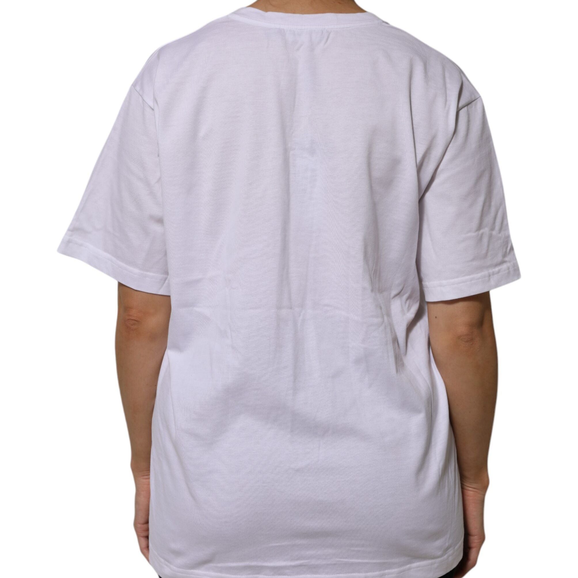 Dolce & Gabbana White Cotton Short Sleeves V-neck T-shirt