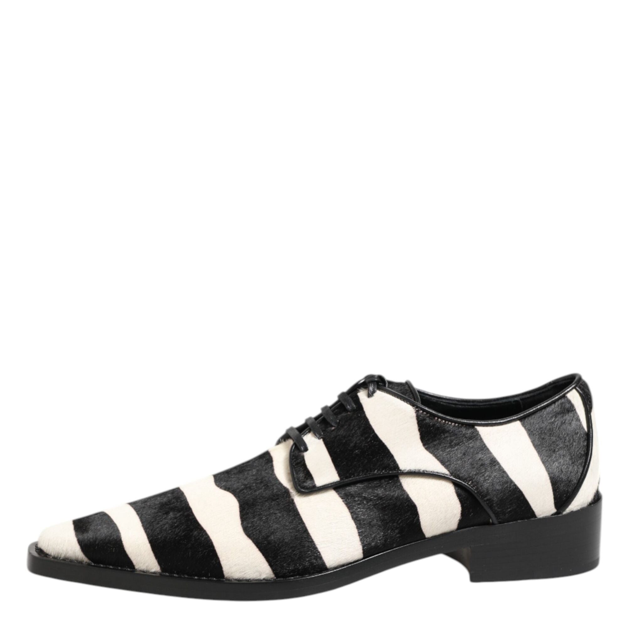 Dolce & Gabbana Black White Zebra Pony Fur Dress Shoes