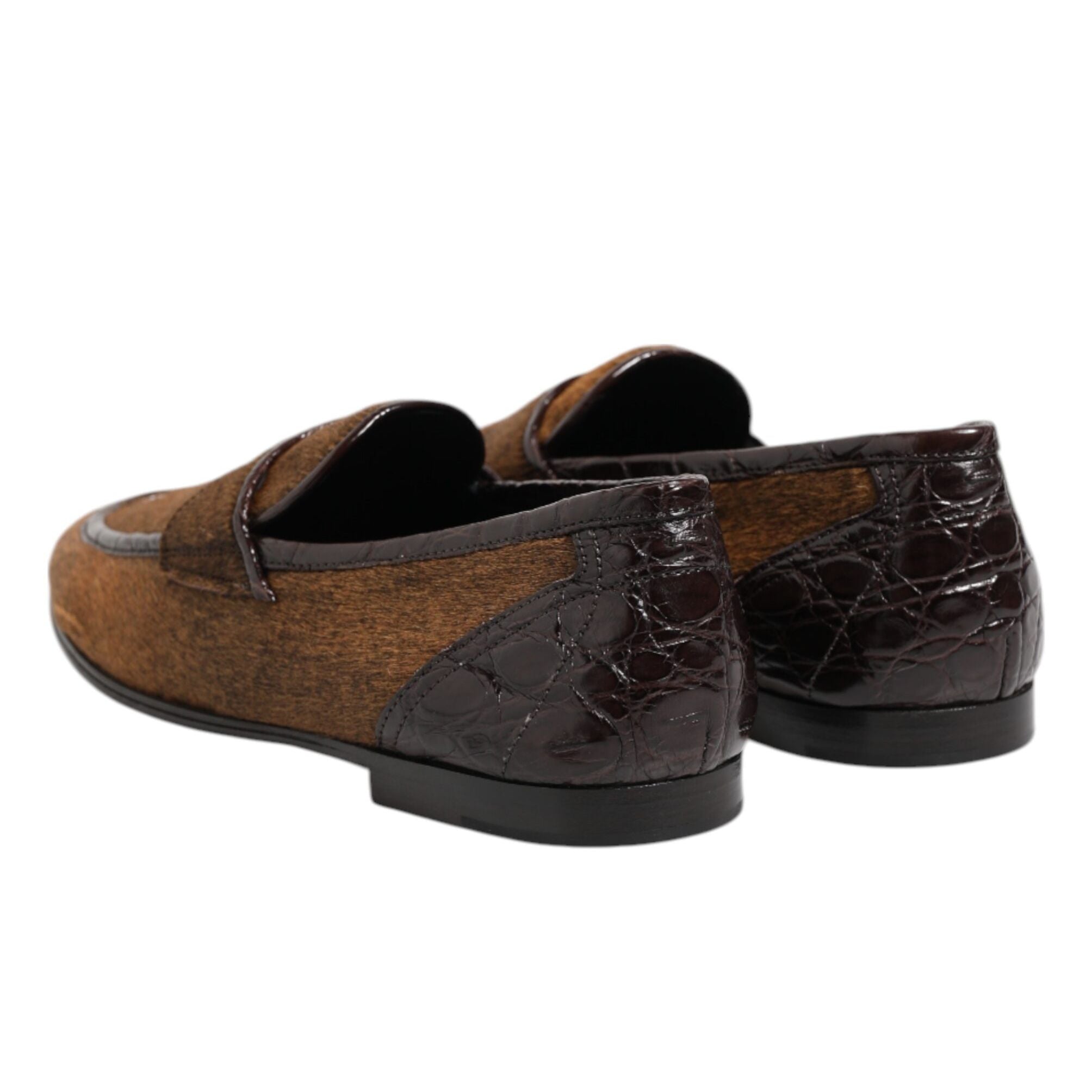 Dolce & Gabbana Brown Loafers Leather Slip On Men Dress Shoes